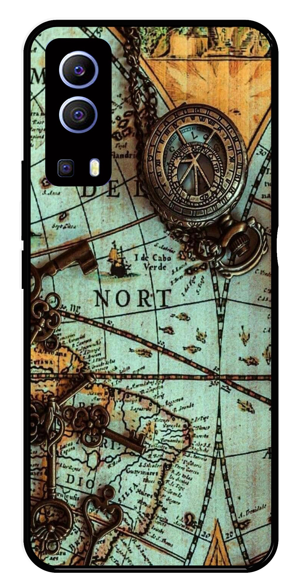 Map Design Metal Mobile Case for iQOO Z3 (Design No -54)