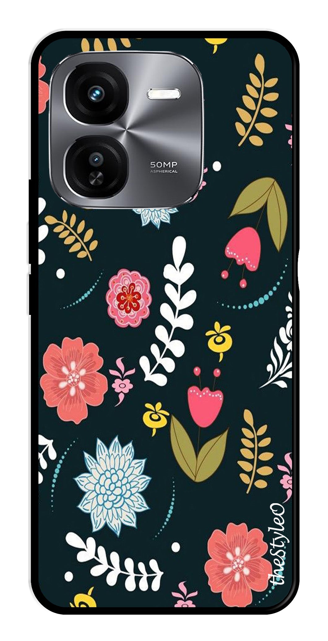 Floral Pattern2 Metal Mobile Case for iQOO Z9X 5G Floral Pattern2 Metal Mobile Case for iQOO Z9X 5G (Design No -12)