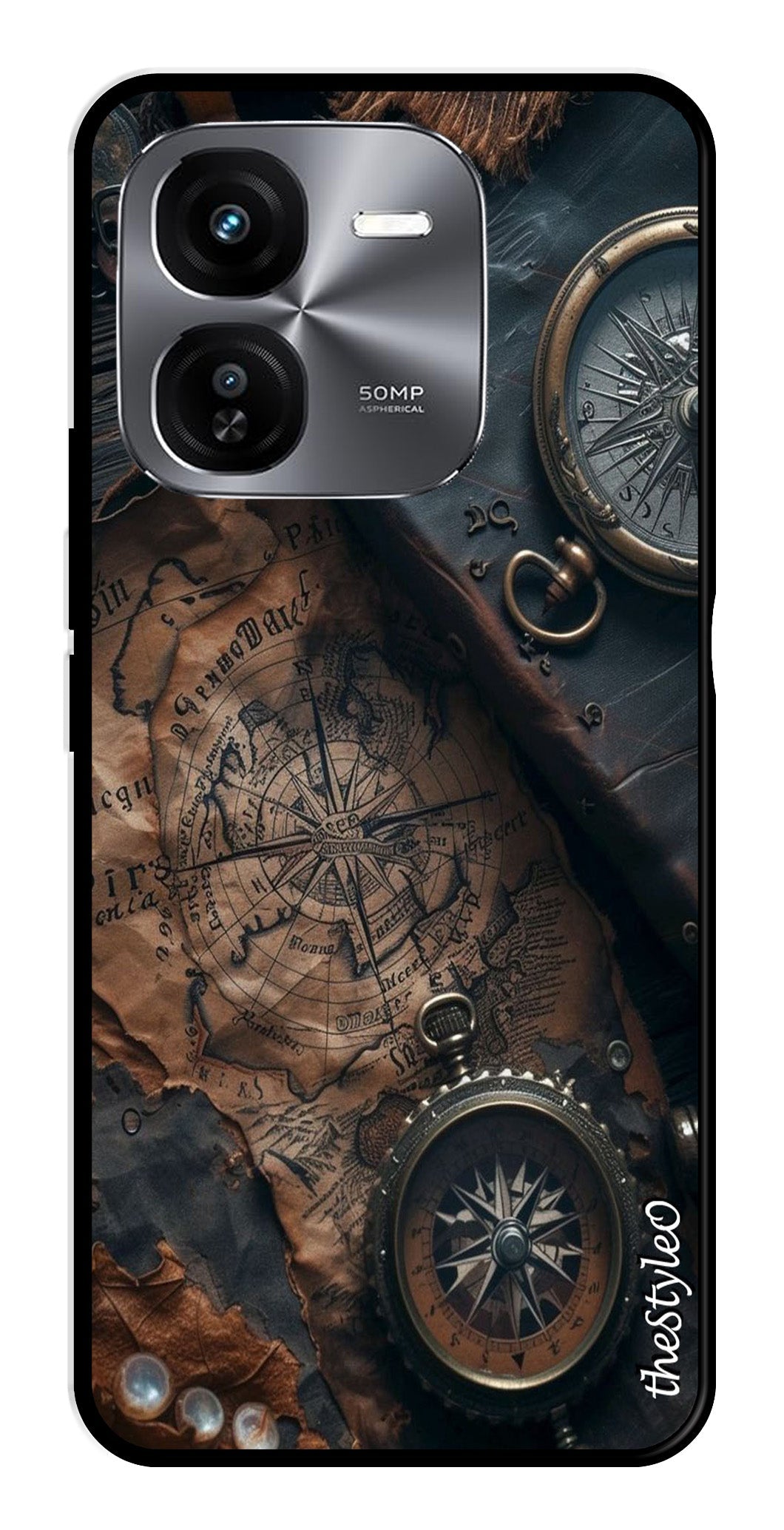 Vintage Compass Metal Mobile Case for iQOO Z9X 5G Vintage Compass Metal Mobile Case for iQOO Z9X 5G (Design No -90)