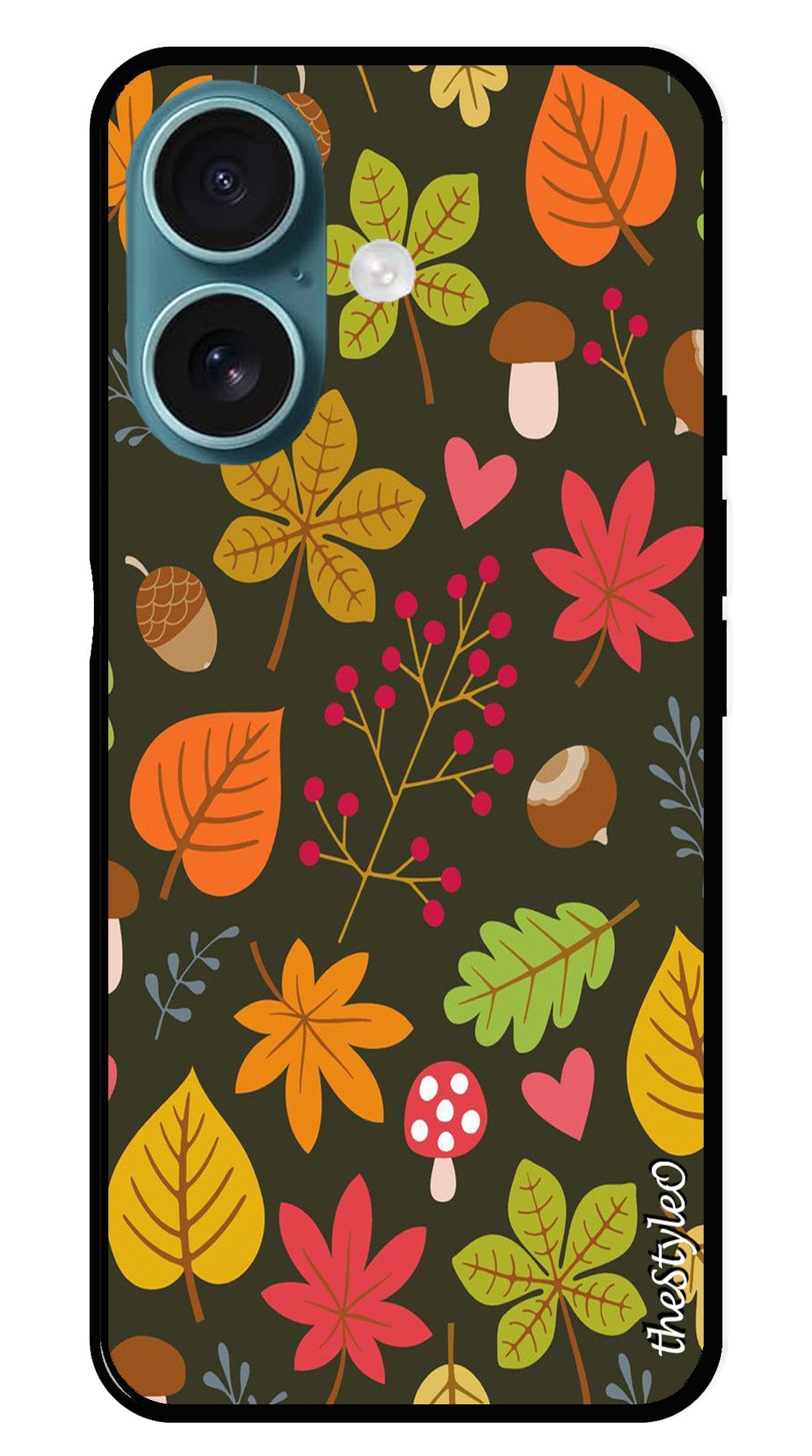 Flower Leaves Design Metal Mobile Case for iPhone 16 Flower Leaves Design Metal Mobile Case for iPhone 16 (Design No -50)