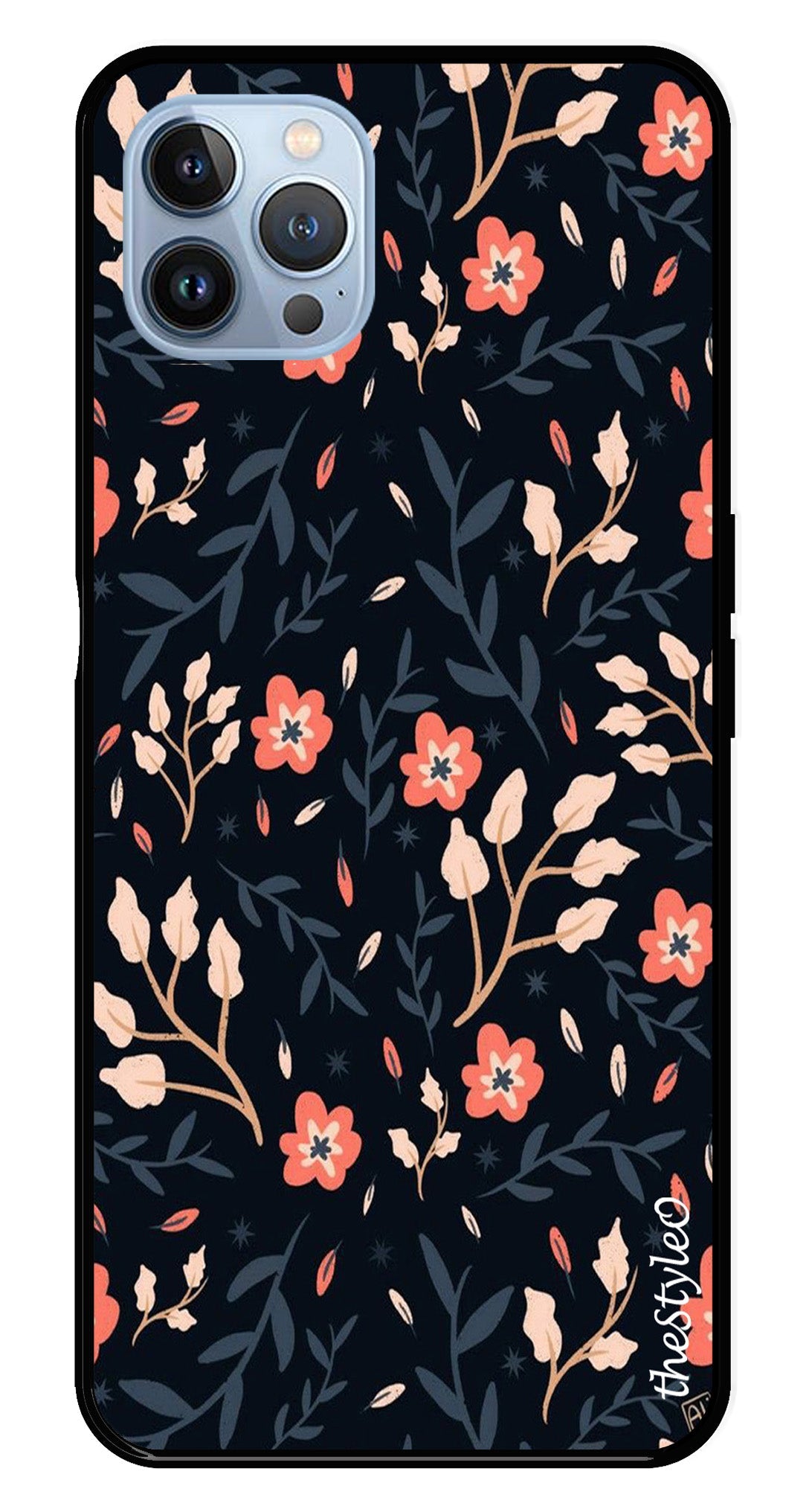 Floral Pattern Metal Mobile Case for iPhone 16 Pro Floral Pattern Metal Mobile Case for iPhone 16 Pro (Design No -10)