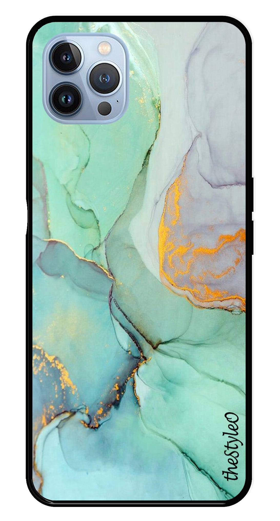 Orange Green Pattern Metal Mobile Case for iPhone 16 Pro Orange Green Pattern Metal Mobile Case for iPhone 16 Pro (Design No -45)