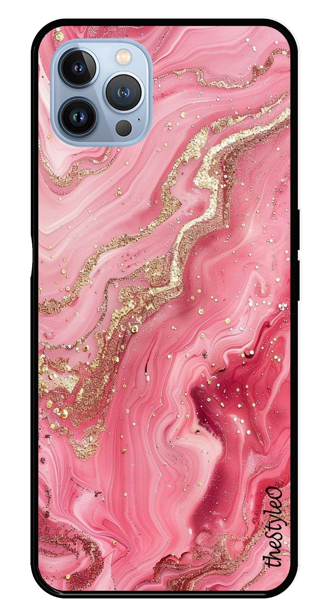 Pink Marble Metal Mobile Case for iPhone 16 Pro Pink Marble Metal Mobile Case for iPhone 16 Pro (Design No -66)