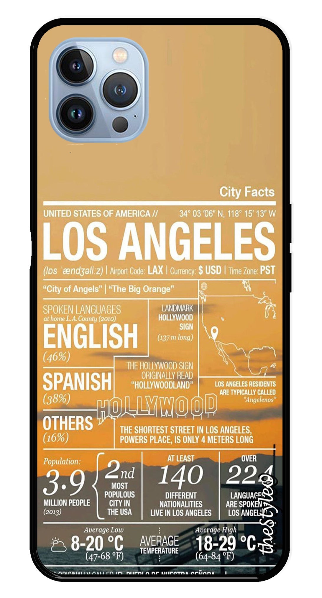Los Angeles Metal Mobile Case for iPhone 16 Pro Los Angeles Metal Mobile Case for iPhone 16 Pro (Design No -68)