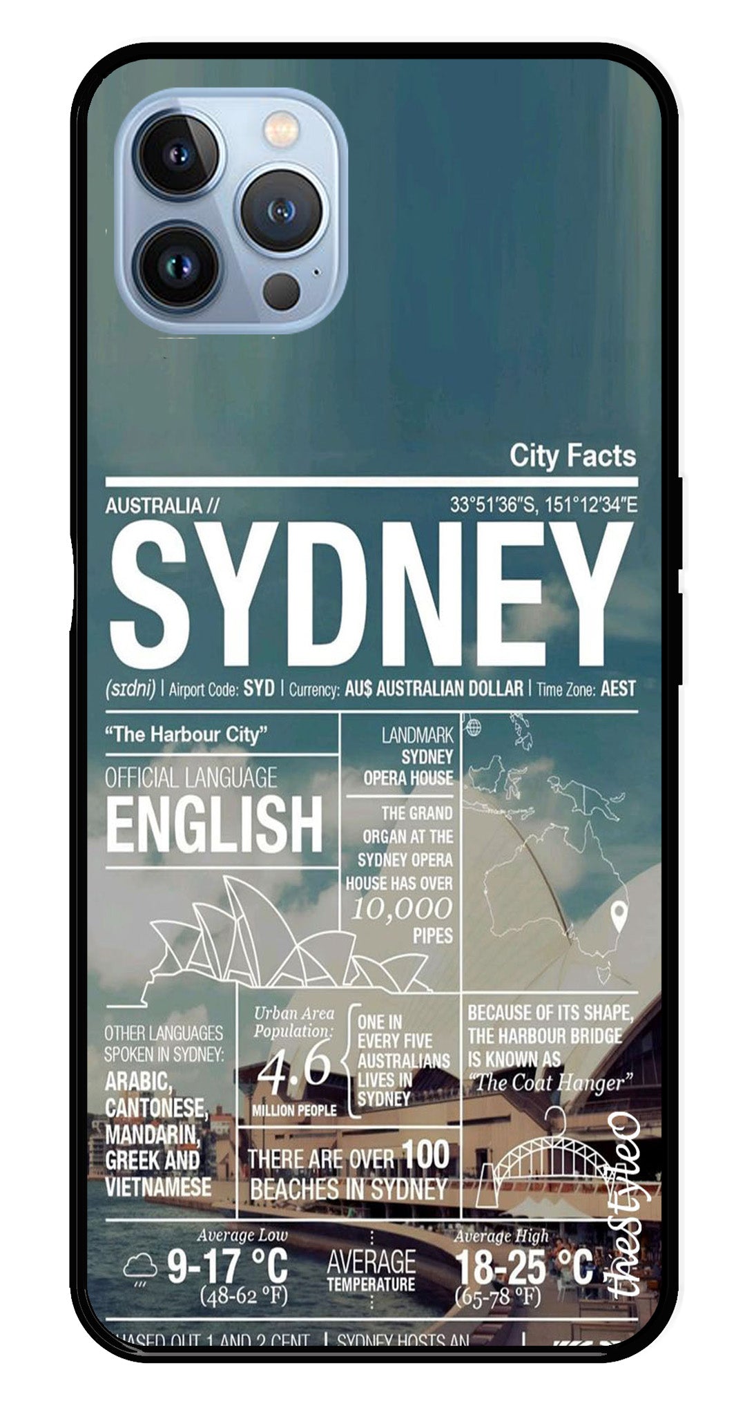 Sydney Metal Mobile Case for iPhone 16 Pro Max Sydney Metal Mobile Case for iPhone 16 Pro Max (Design No -69)