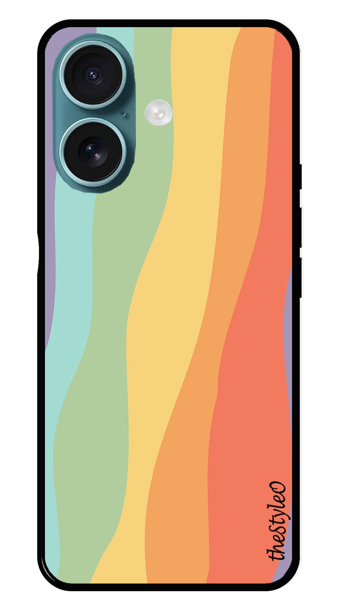 Muted Rainbow Metal Mobile Case for iPhone 16 Plus Muted Rainbow Metal Mobile Case for iPhone 16 Plus (Design No -02)
