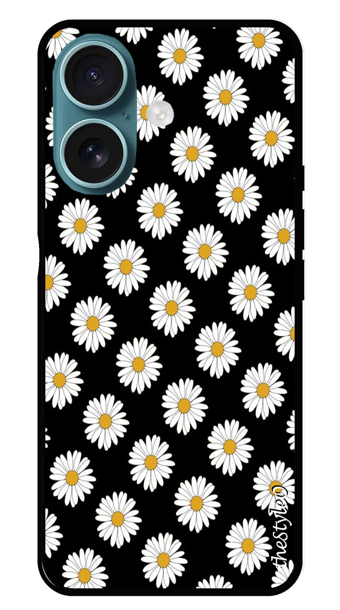 Daisy Flower Metal Mobile Case for iPhone 16 Plus Daisy Flower Metal Mobile Case for iPhone 16 Plus (Design No -75)