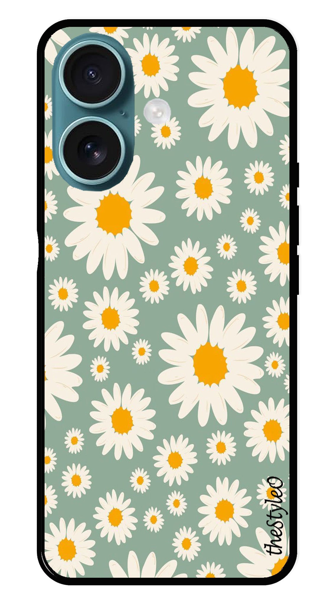 Floral Design Metal Mobile Case for iPhone 16 Plus Floral Design Metal Mobile Case for iPhone 16 Plus (Design No -87)