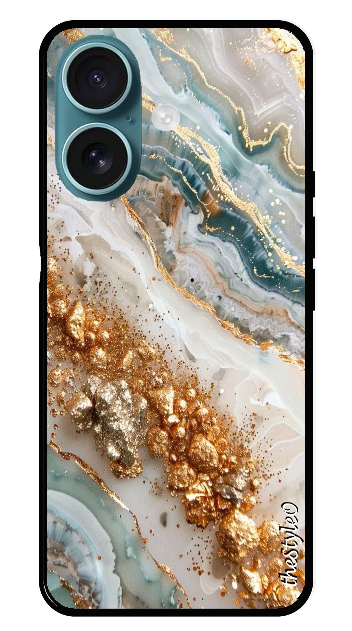 Marble Design Metal Mobile Case for iPhone 16 Plus Marble Design Metal Mobile Case for iPhone 16 Plus (Design No -92)