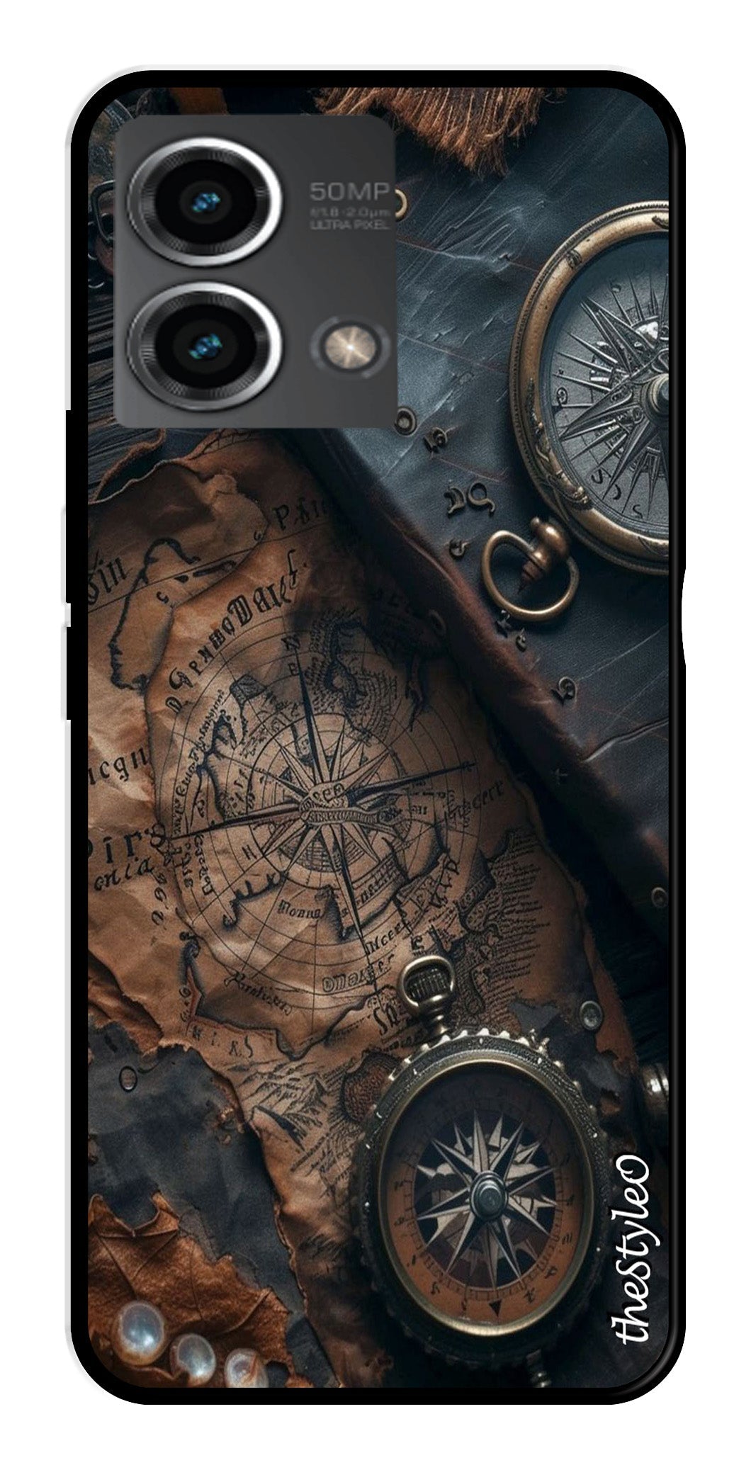 Vintage Compass Metal Mobile Case for Moto G Stylus Vintage Compass Metal Mobile Case for Moto G Stylus (Design No -90)