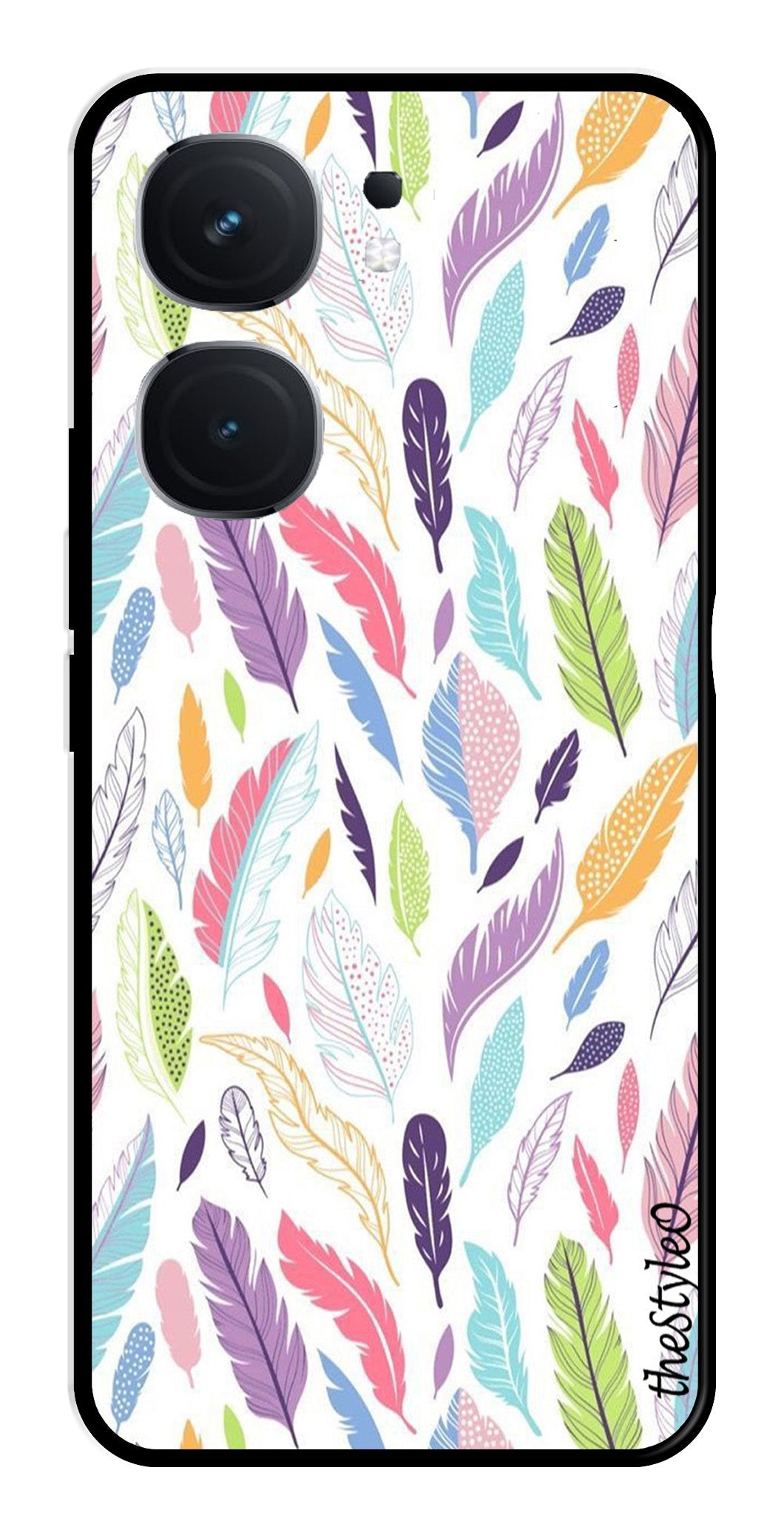 Colorful Feathers Metal Mobile Case for iQOO Neo 9 Pro 5G Colorful Feathers Metal Mobile Case for iQOO Neo 9 Pro 5G (Design No -06)
