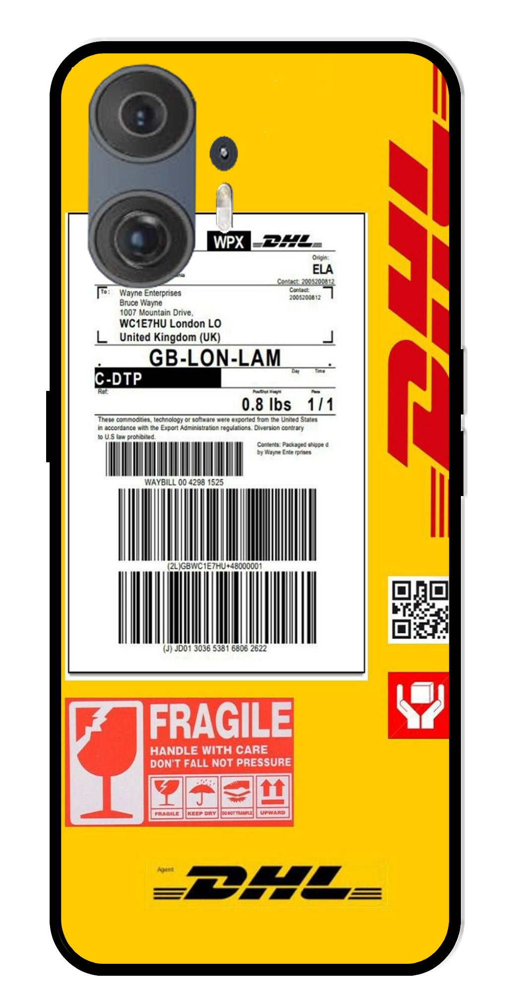 DHL Label Metal Mobile Case for Nothing Phone 2 DHL Label Metal Mobile Case for Nothing Phone 2 (Design No -61)