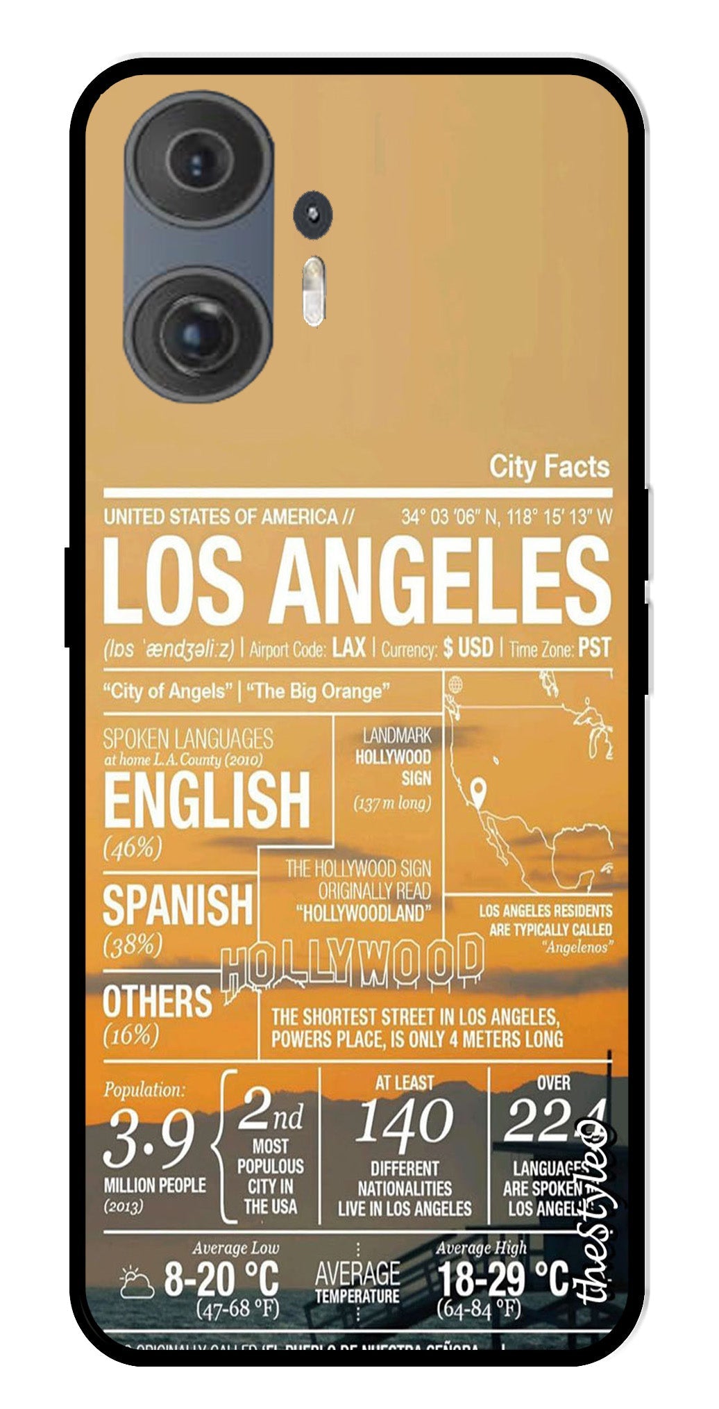 Los Angeles Metal Mobile Case for Nothing Phone 2 Los Angeles Metal Mobile Case for Nothing Phone 2 (Design No -68)