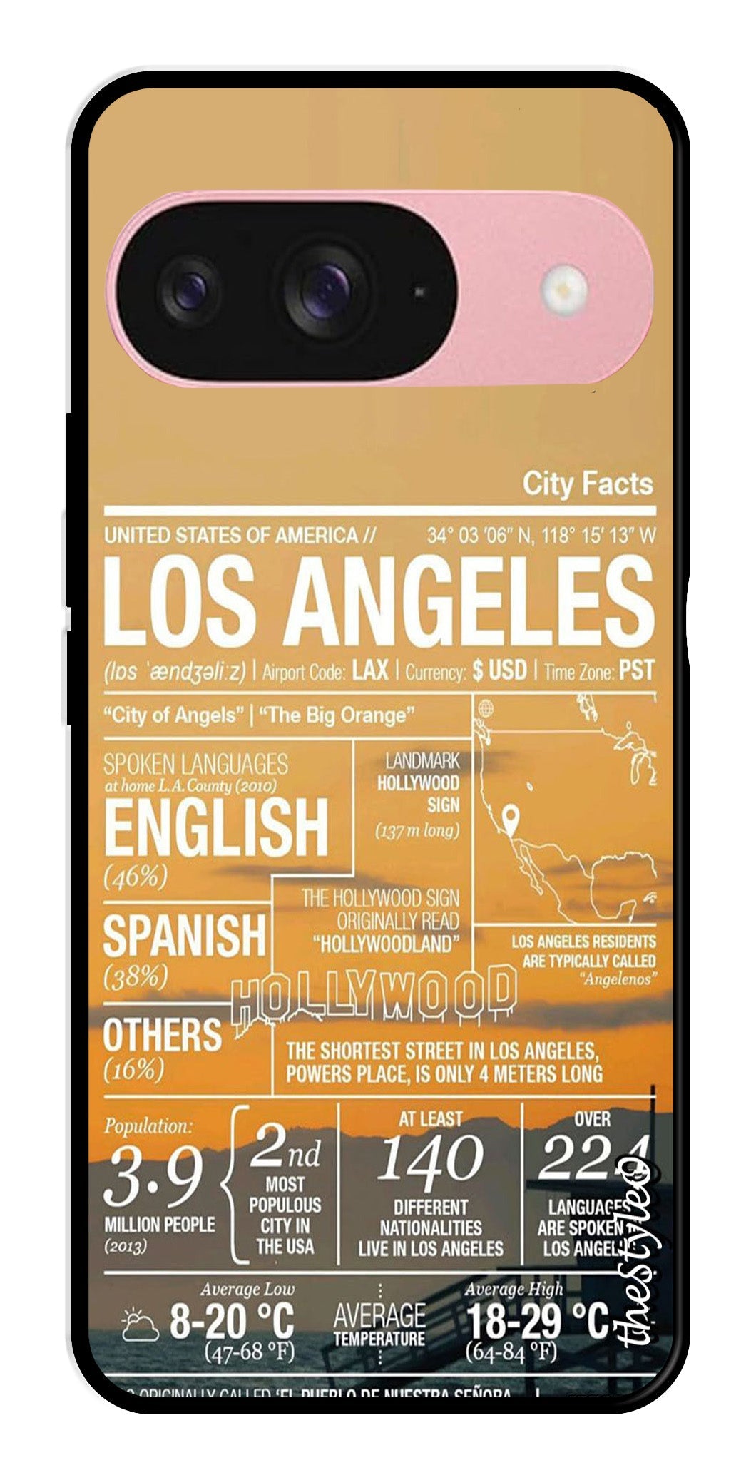 Los Angeles Metal Mobile Case for Google Pixel 9 Pro Los Angeles Metal Mobile Case for Google Pixel 9 Pro (Design No -68)