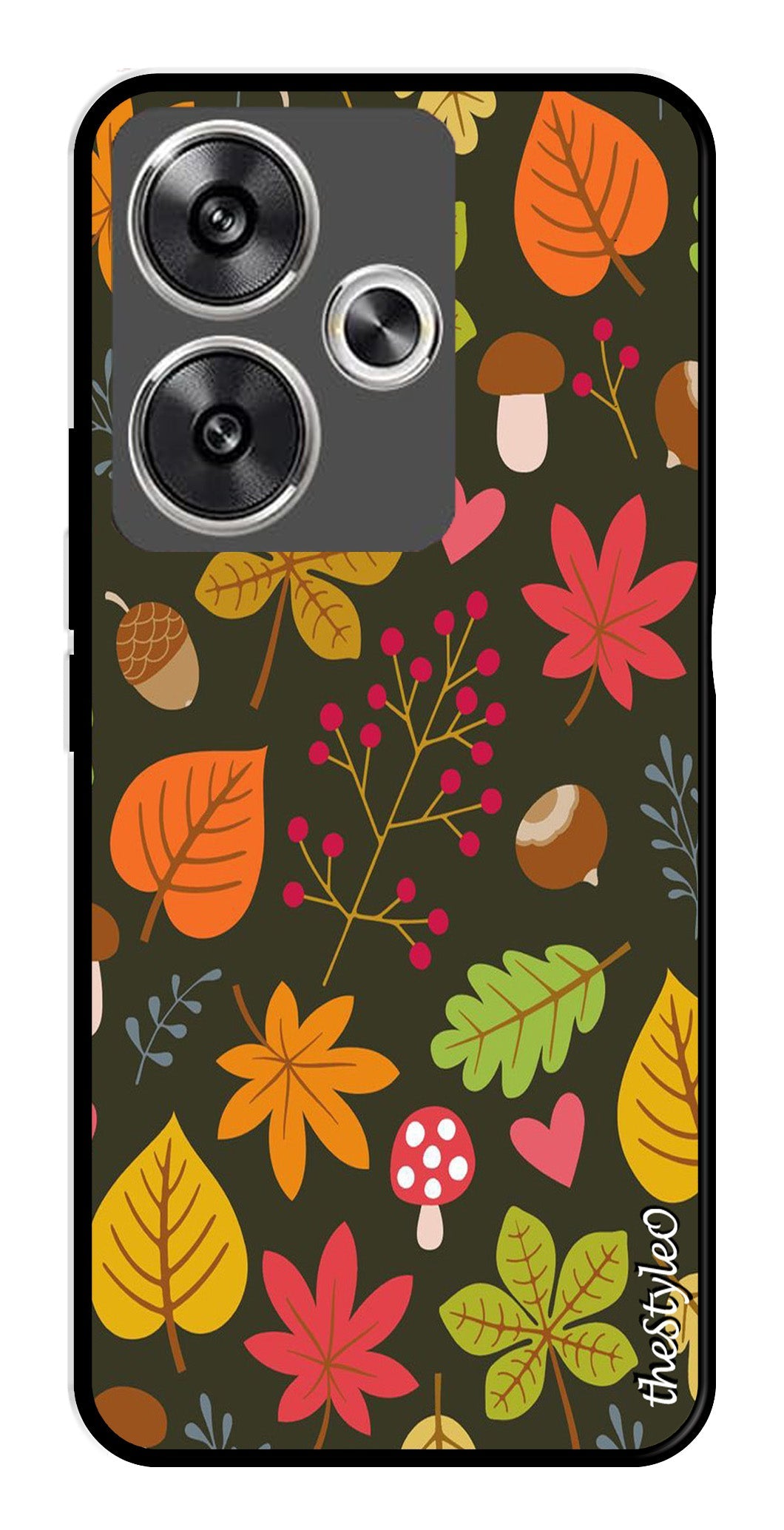Flower Leaves Design Metal Mobile Case for Poco F6 5G Flower Leaves Design Metal Mobile Case for Poco F6 5G (Design No -50)