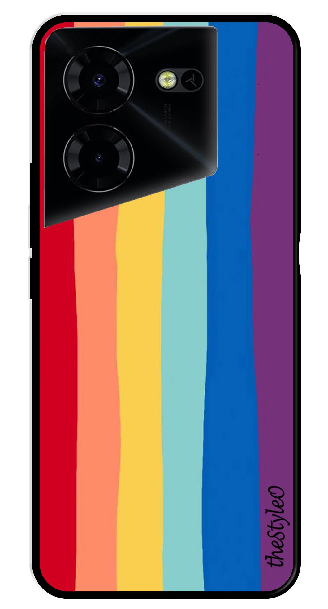 Rainbow MultiColor Metal Mobile Case for Tecno Pova 5 Pro Rainbow MultiColor Metal Mobile Case for Tecno Pova 5 Pro (Design No -03)