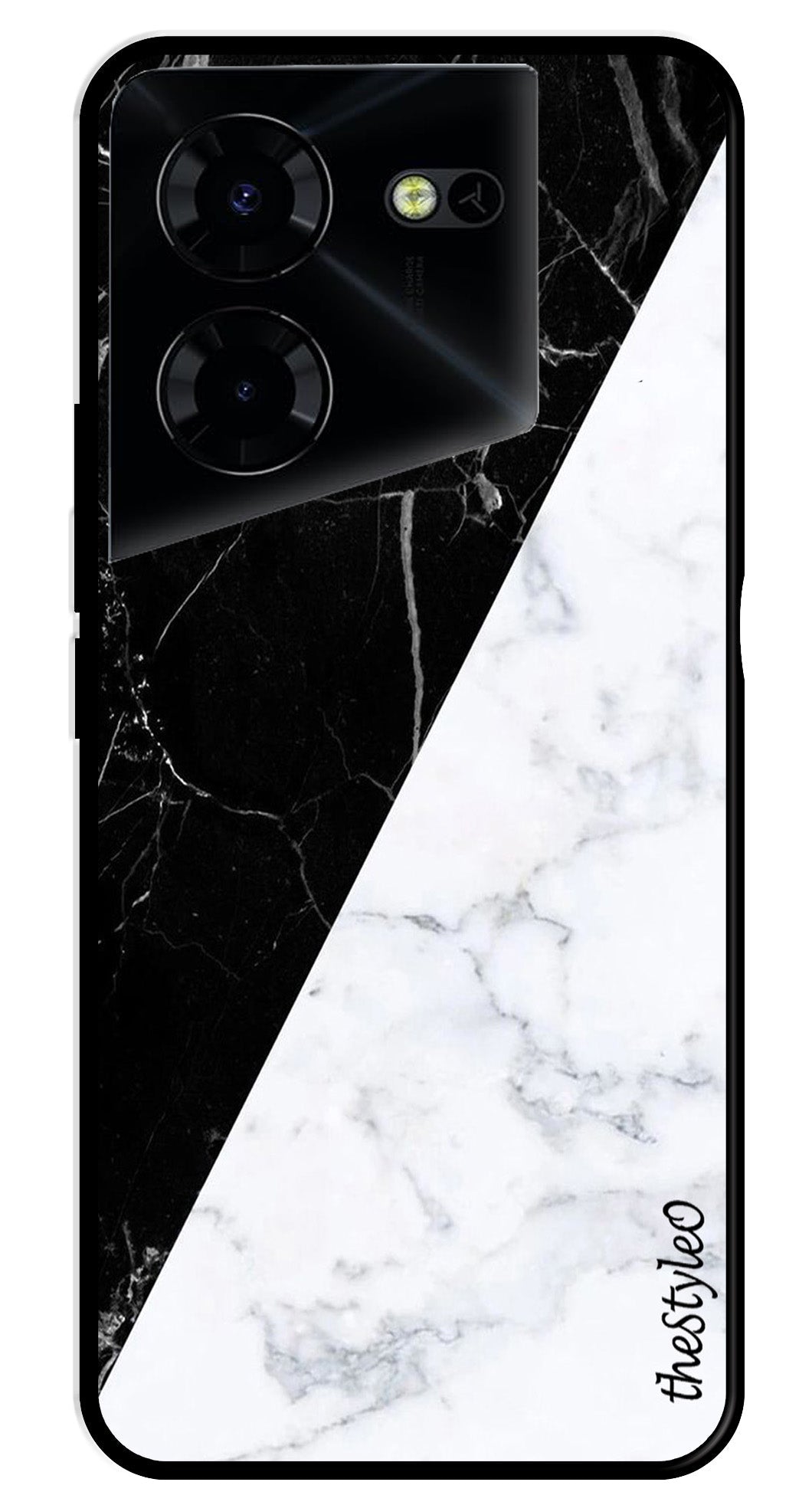 Black White Marble Design Metal Mobile Case for Tecno Pova 5 Pro Black White Marble Design Metal Mobile Case for Tecno Pova 5 Pro (Design No -09)