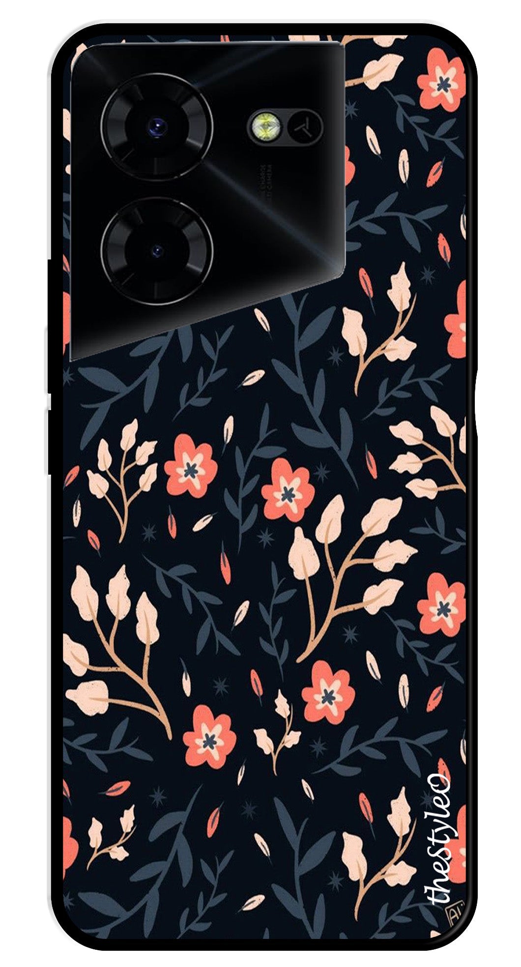 Floral Pattern Metal Mobile Case for Tecno Pova 5 Pro Floral Pattern Metal Mobile Case for Tecno Pova 5 Pro (Design No -10)