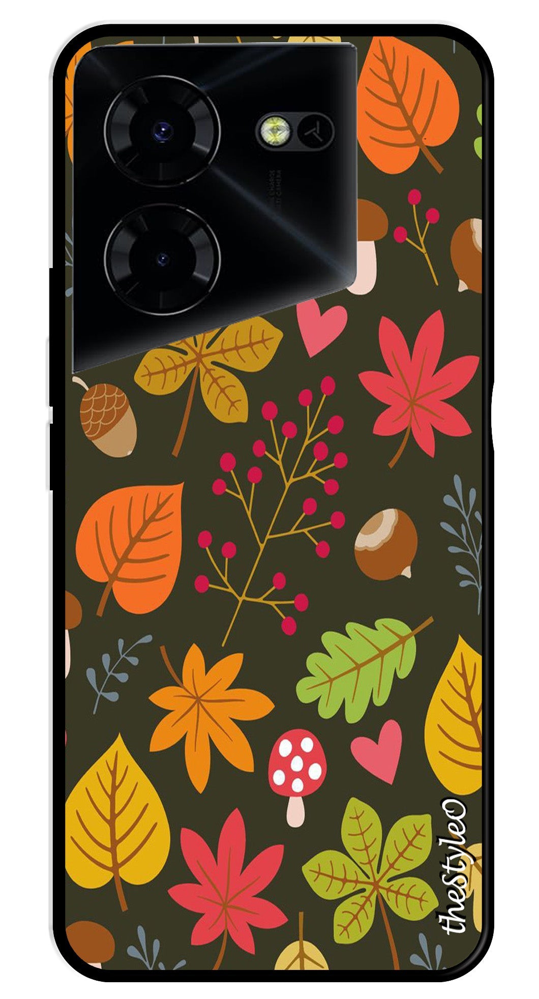 Flower Leaves Design Metal Mobile Case for Tecno Pova 5 Pro Flower Leaves Design Metal Mobile Case for Tecno Pova 5 Pro (Design No -50)