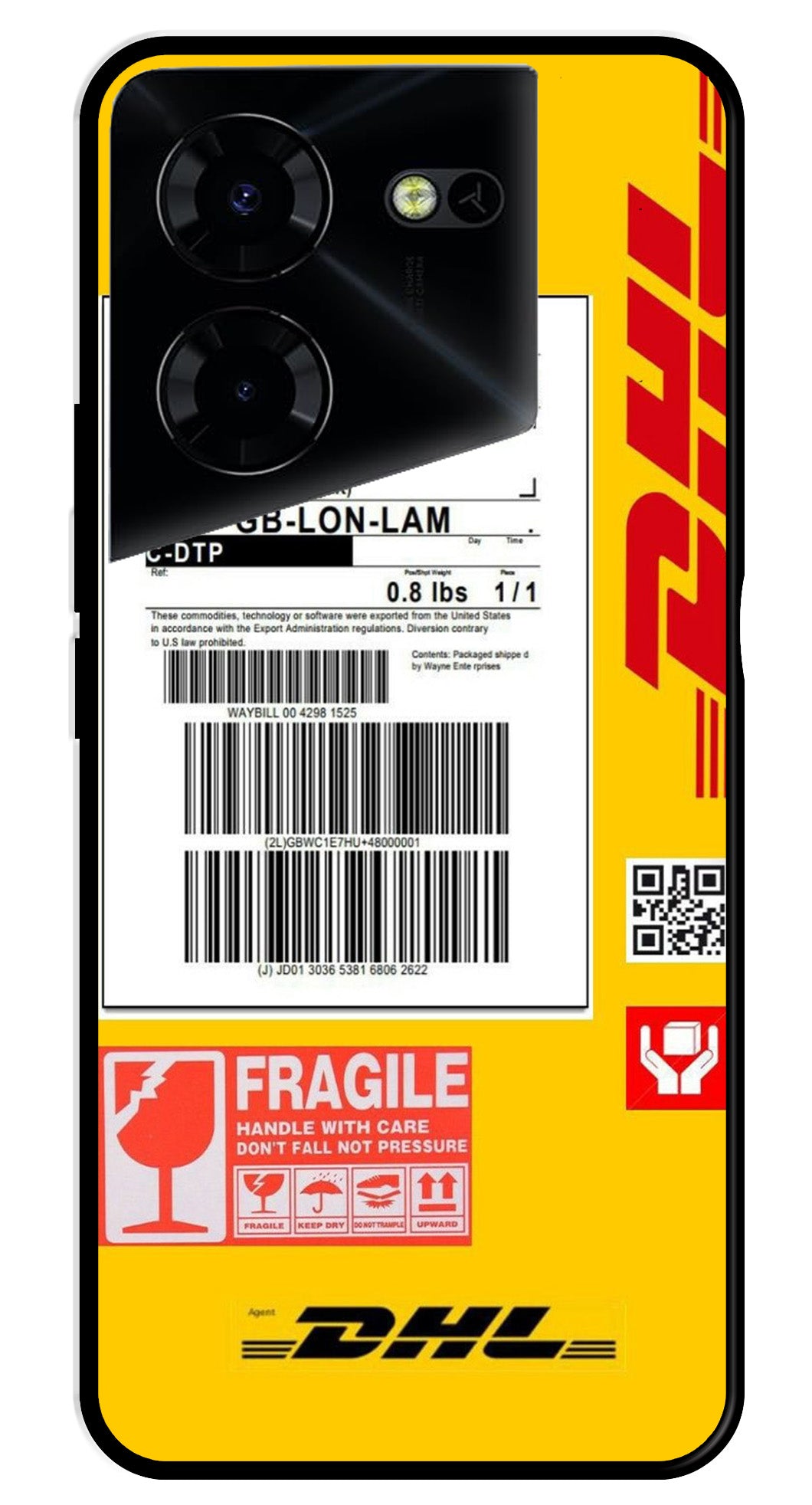 DHL Label Metal Mobile Case for Tecno Pova 5 Pro DHL Label Metal Mobile Case for Tecno Pova 5 Pro (Design No -61)