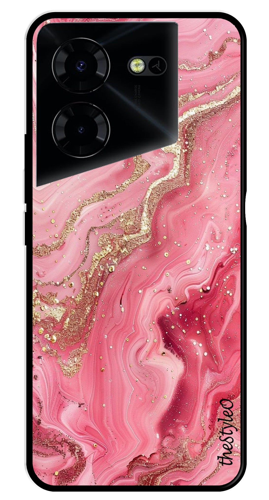 Pink Marble Metal Mobile Case for Tecno Pova 5 Pro Pink Marble Metal Mobile Case for Tecno Pova 5 Pro (Design No -66)