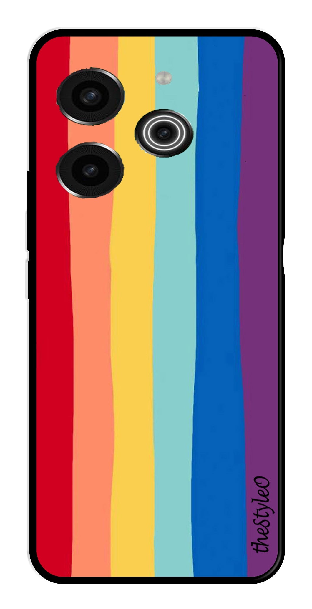 Rainbow MultiColor Metal Mobile Case for Tecno Pova 6 Rainbow MultiColor Metal Mobile Case for Tecno Pova 6 (Design No -03)