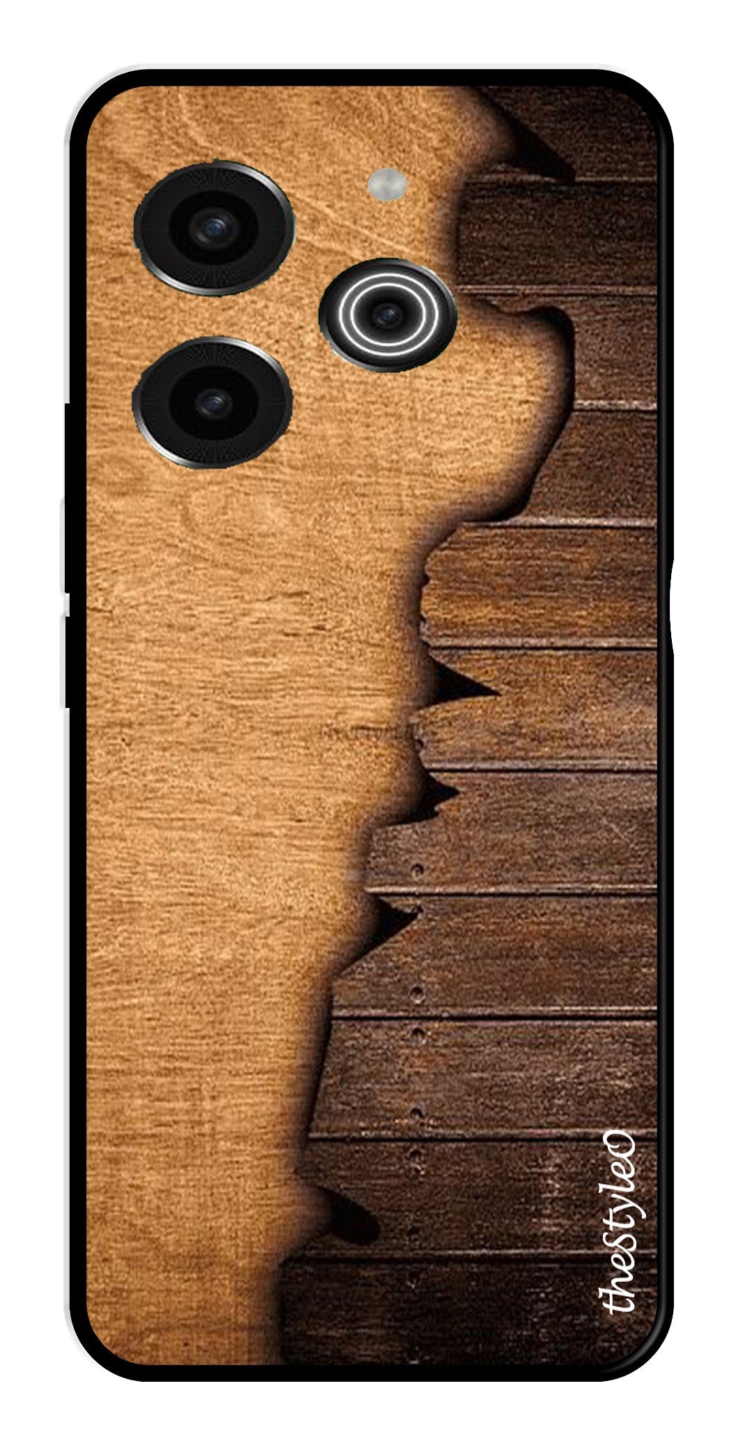 Wooden Design Metal Mobile Case for Tecno Pova 6 Wooden Design Metal Mobile Case for Tecno Pova 6 (Design No -13)