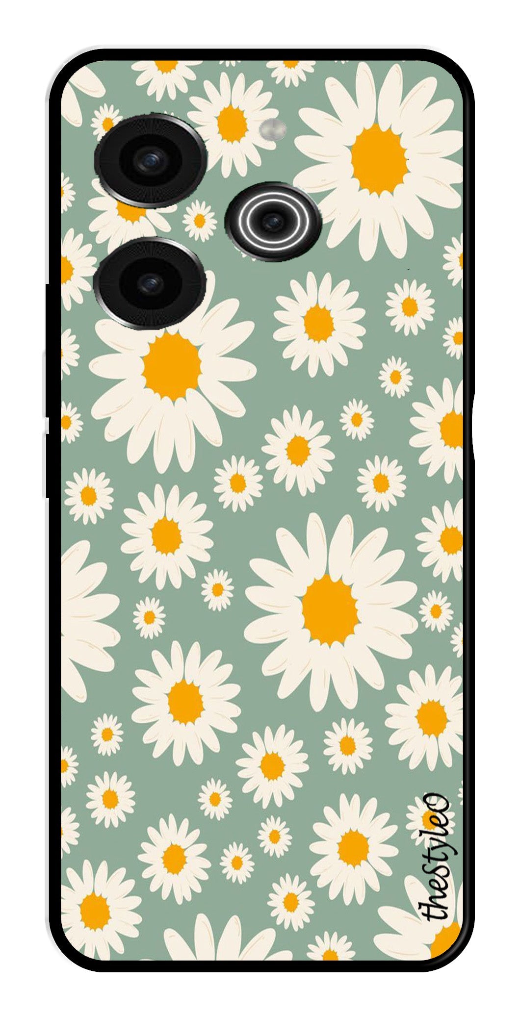 Floral Design Metal Mobile Case for Tecno Pova 6 Floral Design Metal Mobile Case for Tecno Pova 6 (Design No -87)