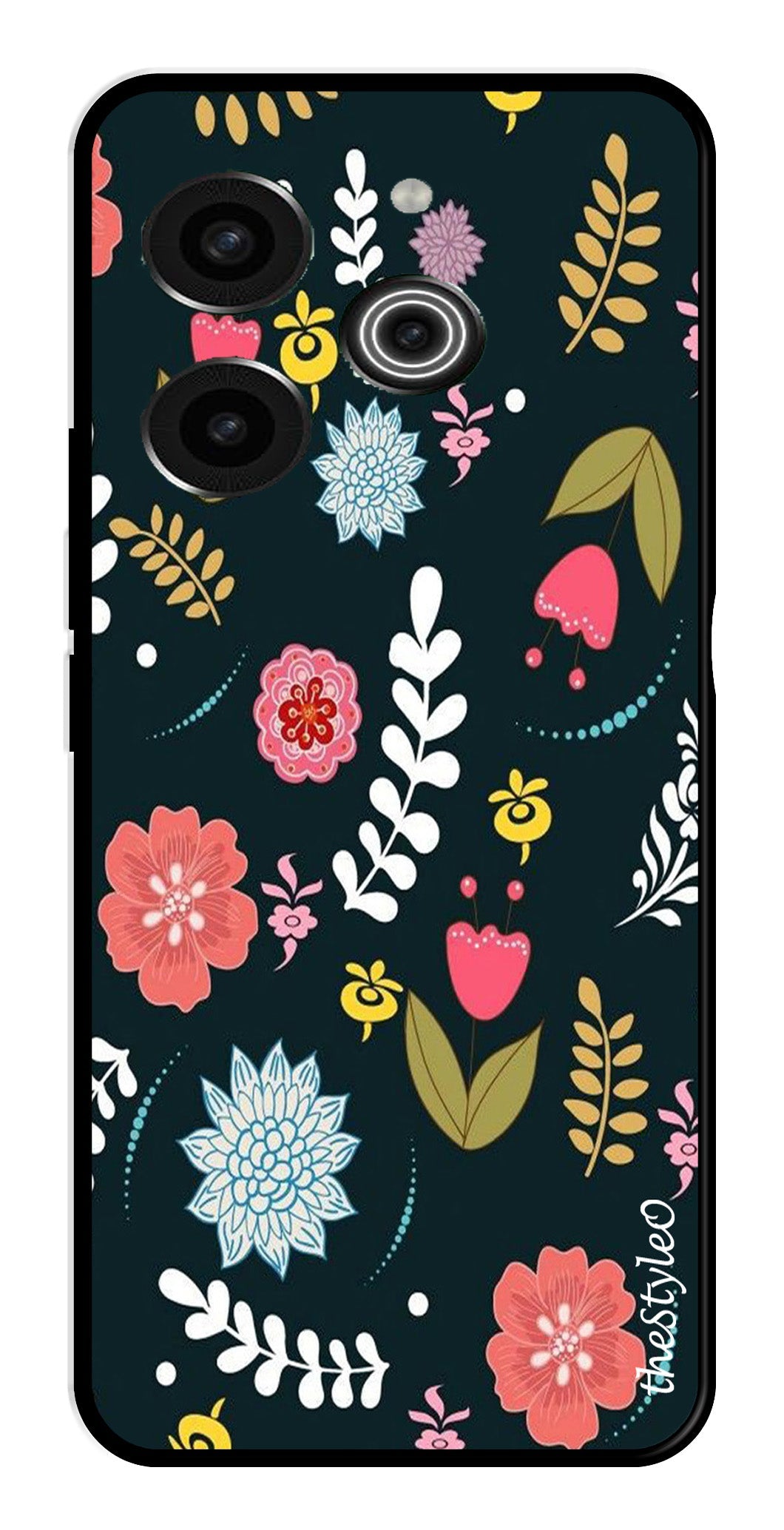Floral Pattern2 Metal Mobile Case for Tecno Pova 6 Pro Floral Pattern2 Metal Mobile Case for Tecno Pova 6 Pro (Design No -12)