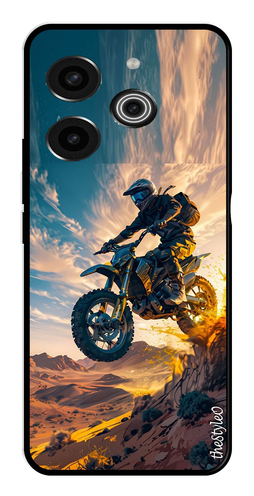 Bike Rider Metal Mobile Case for Tecno Pova 6 Pro Bike Rider Metal Mobile Case for Tecno Pova 6 Pro (Design No -59)