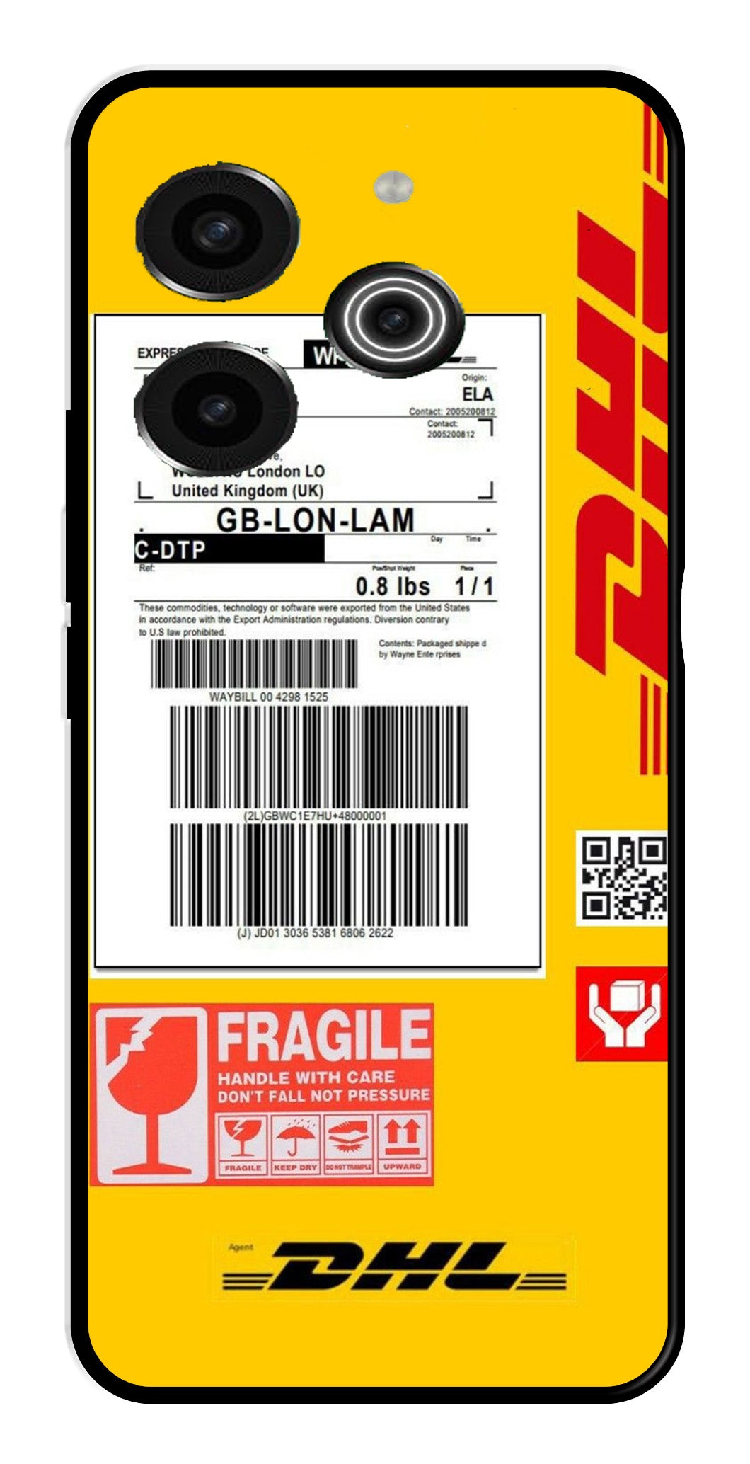 DHL Label Metal Mobile Case for Tecno Pova 6 Pro DHL Label Metal Mobile Case for Tecno Pova 6 Pro (Design No -61)