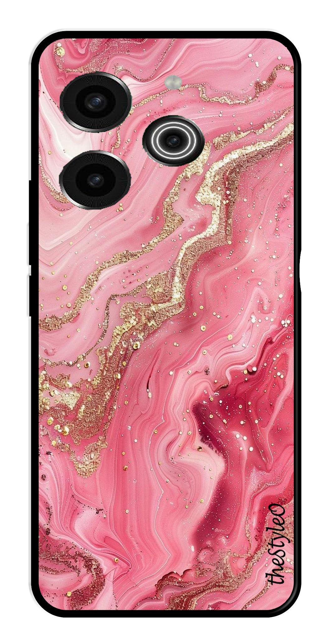 Pink Marble Metal Mobile Case for Tecno Pova 6 Pro Pink Marble Metal Mobile Case for Tecno Pova 6 Pro (Design No -66)