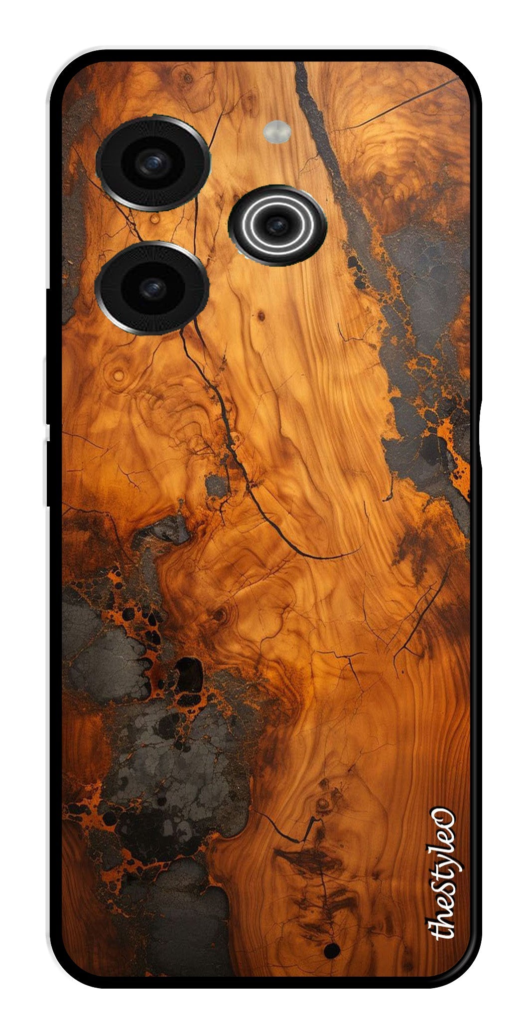 Wooden Design Metal Mobile Case for Tecno Pova 6 Pro Wooden Design Metal Mobile Case for Tecno Pova 6 Pro (Design No -74)
