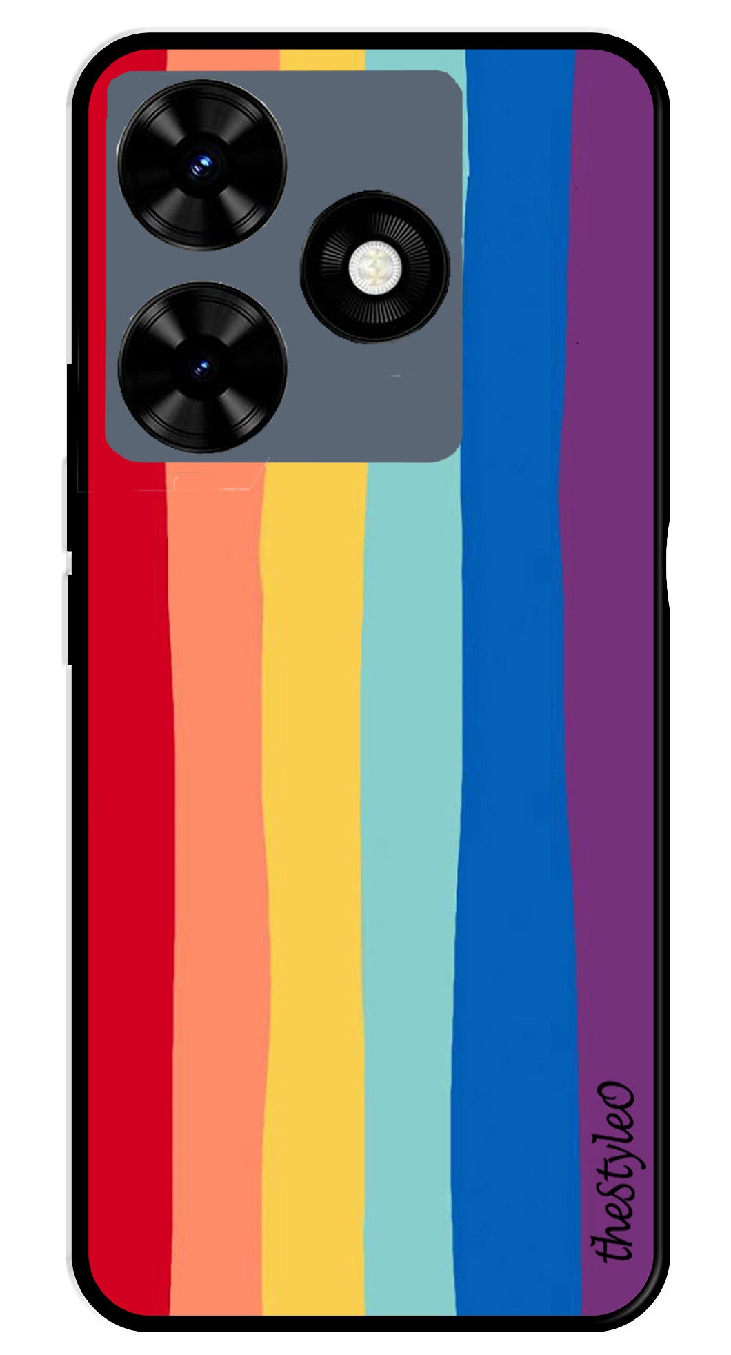 Rainbow MultiColor Metal Mobile Case for Tecno Spark 10 Rainbow MultiColor Metal Mobile Case for Tecno Spark 10 (Design No -03)