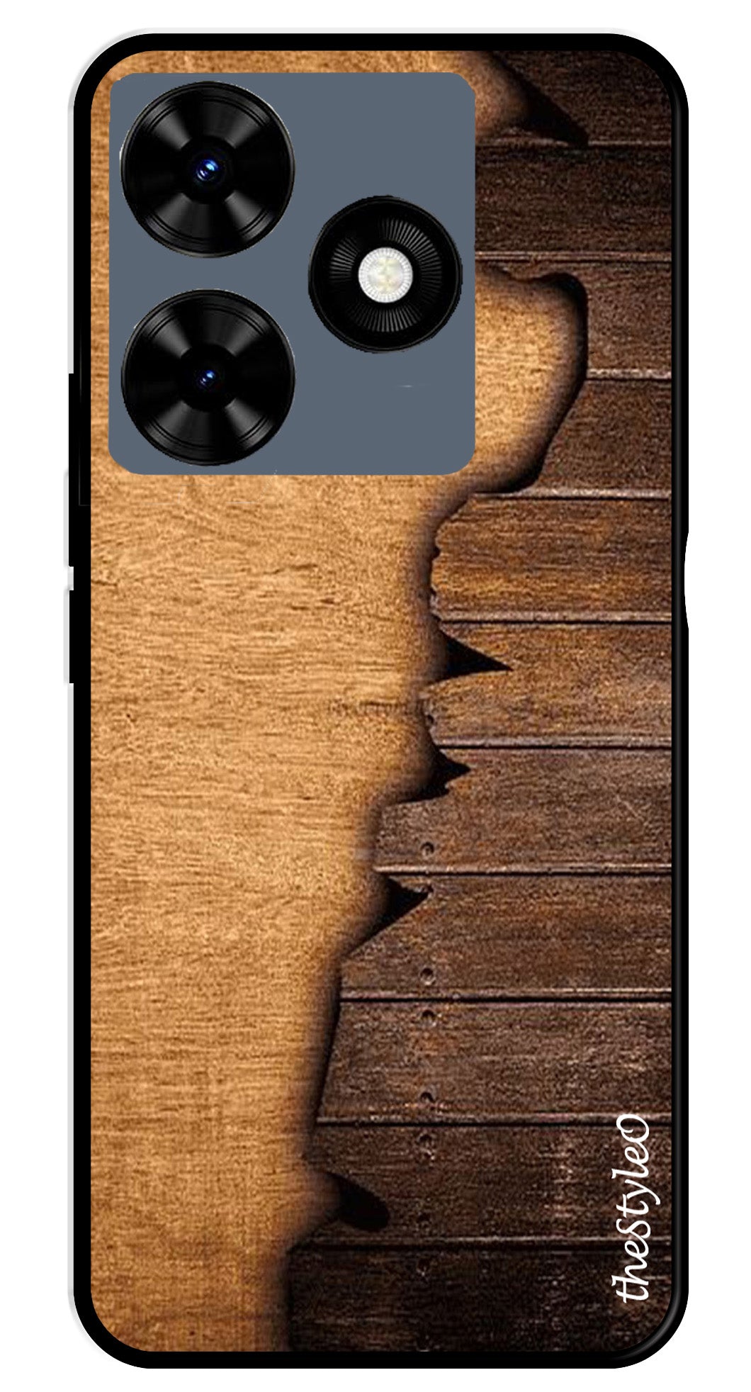 Wooden Design Metal Mobile Case for Tecno Spark 10 Wooden Design Metal Mobile Case for Tecno Spark 10 (Design No -13)