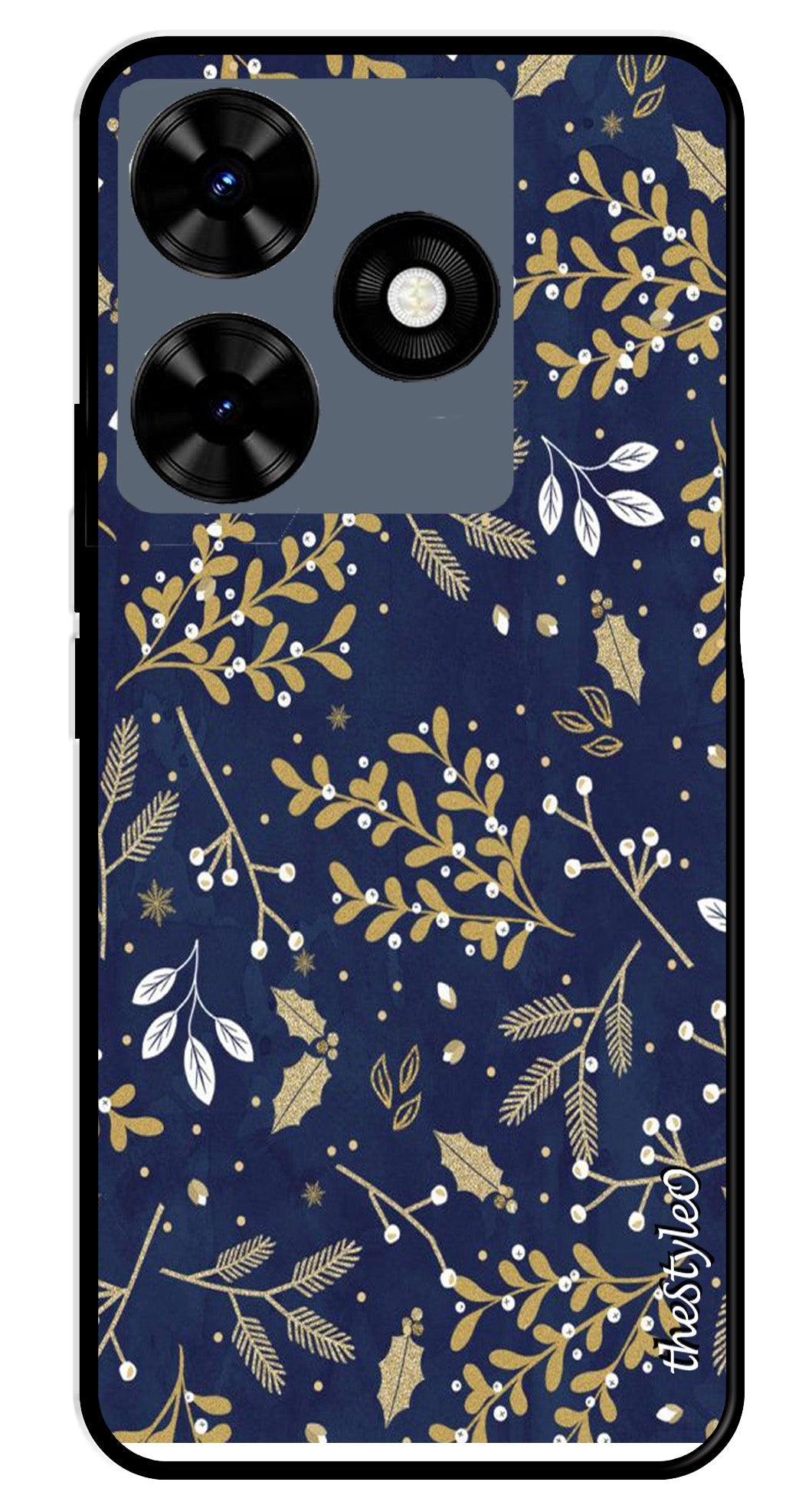 Leaves Design Metal Mobile Case for Tecno Spark 10 Leaves Design Metal Mobile Case for Tecno Spark 10 (Design No -51)