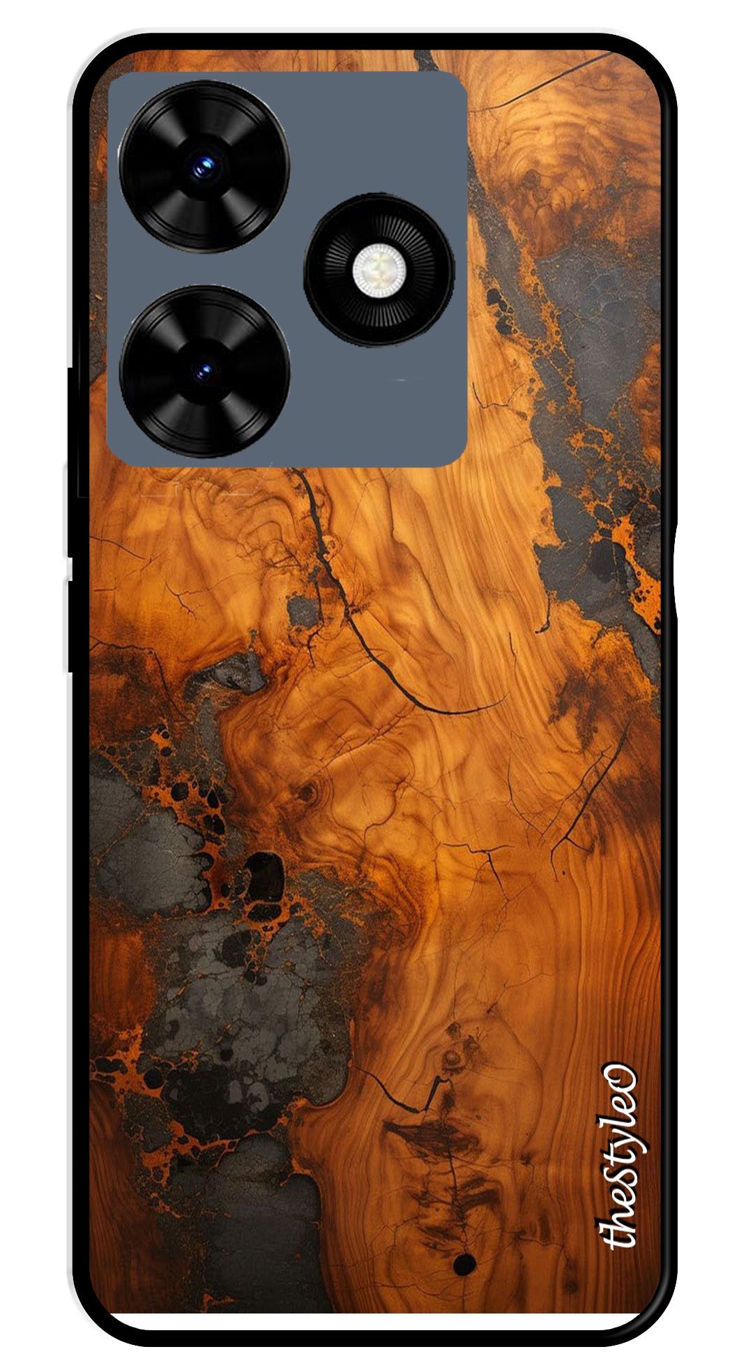 Wooden Design Metal Mobile Case for Tecno Spark 10 Wooden Design Metal Mobile Case for Tecno Spark 10 (Design No -74)