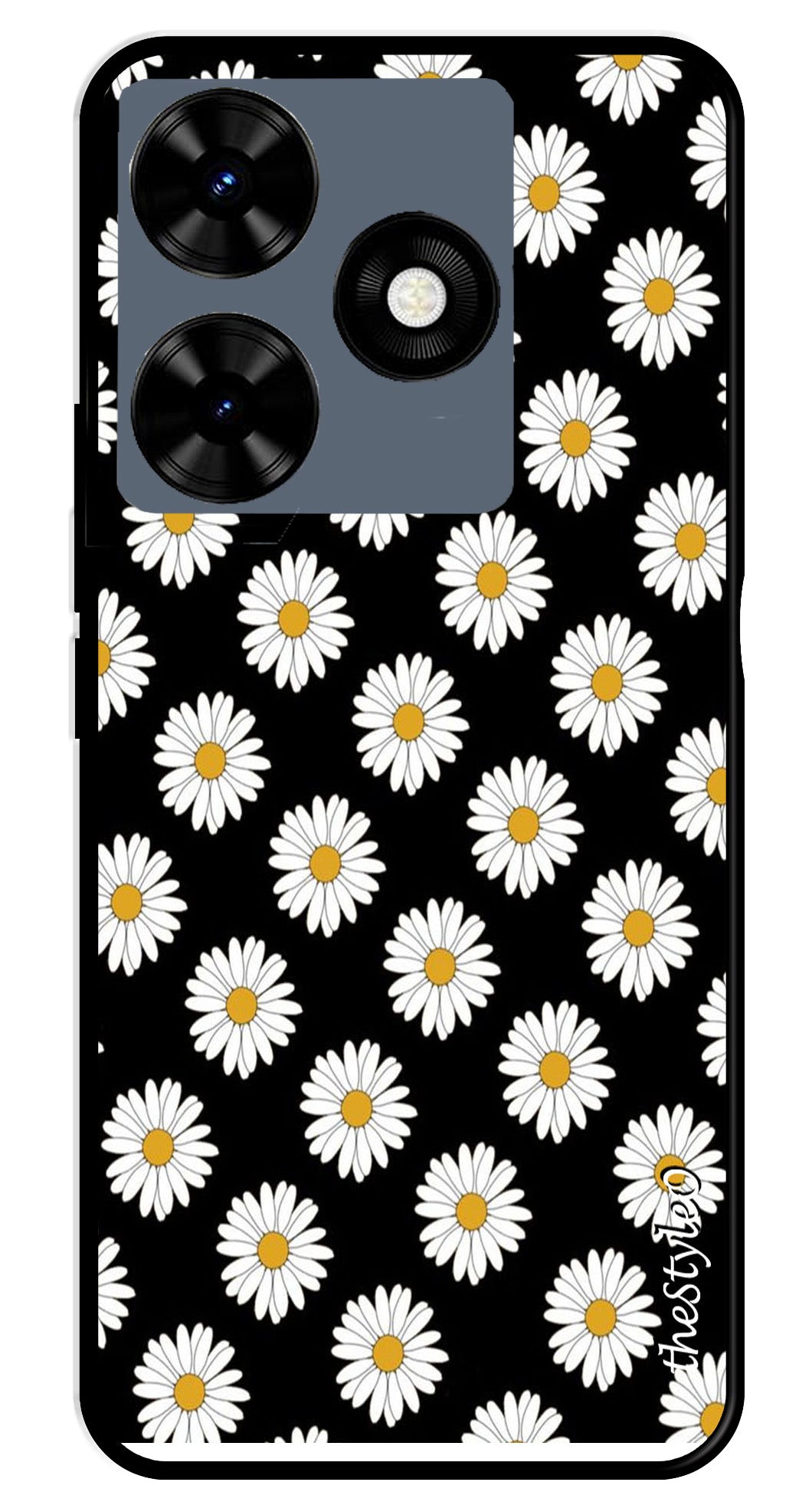 Daisy Flower Metal Mobile Case for Tecno Spark 10 Daisy Flower Metal Mobile Case for Tecno Spark 10 (Design No -75)