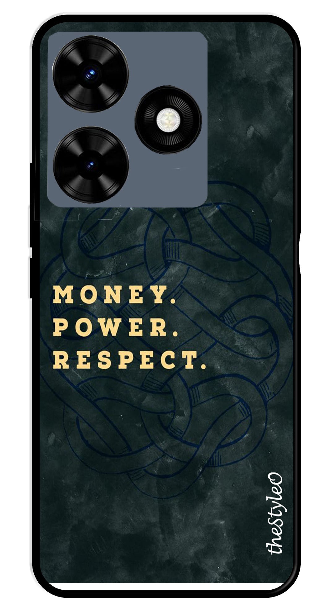 Money Power Respect Metal Mobile Case for Tecno Spark 10 Money Power Respect Metal Mobile Case for Tecno Spark 10 (Design No -79)