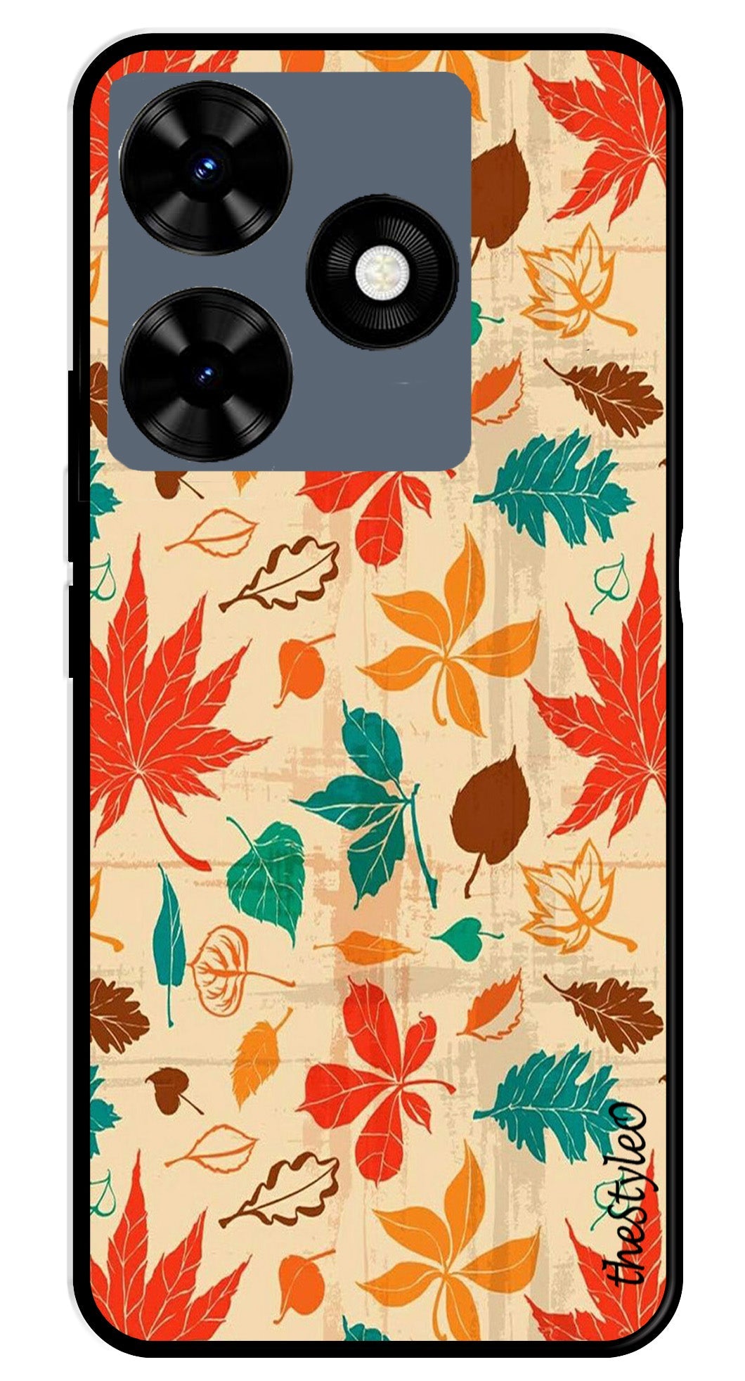 Autumn leaves Metal Mobile Case for Tecno Spark 10C Autumn leaves Metal Mobile Case for Tecno Spark 10C (Design No -55)