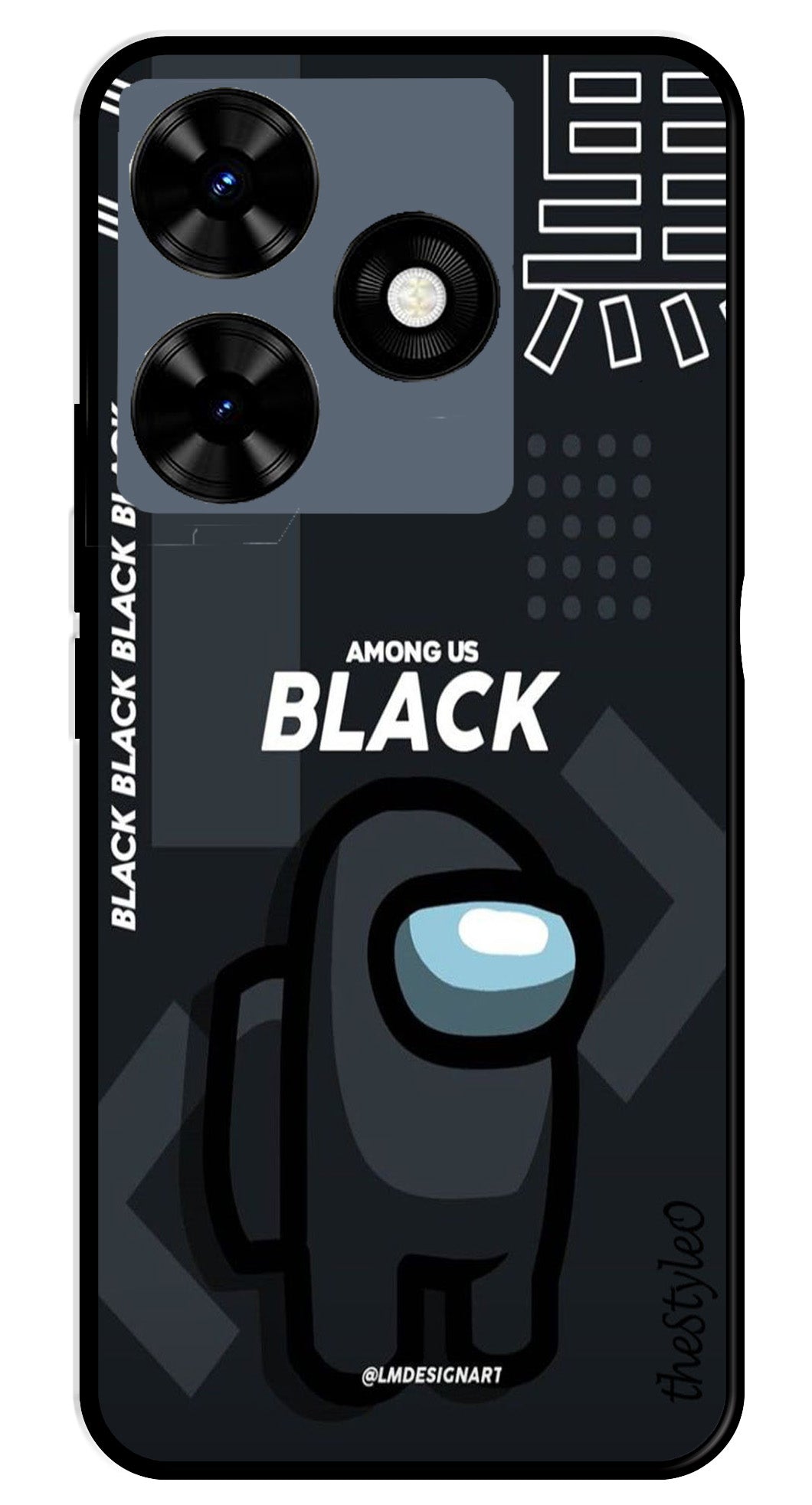 Among us Black Metal Mobile Case for Tecno Spark 10C Among us Black Metal Mobile Case for Tecno Spark 10C (Design No -67)