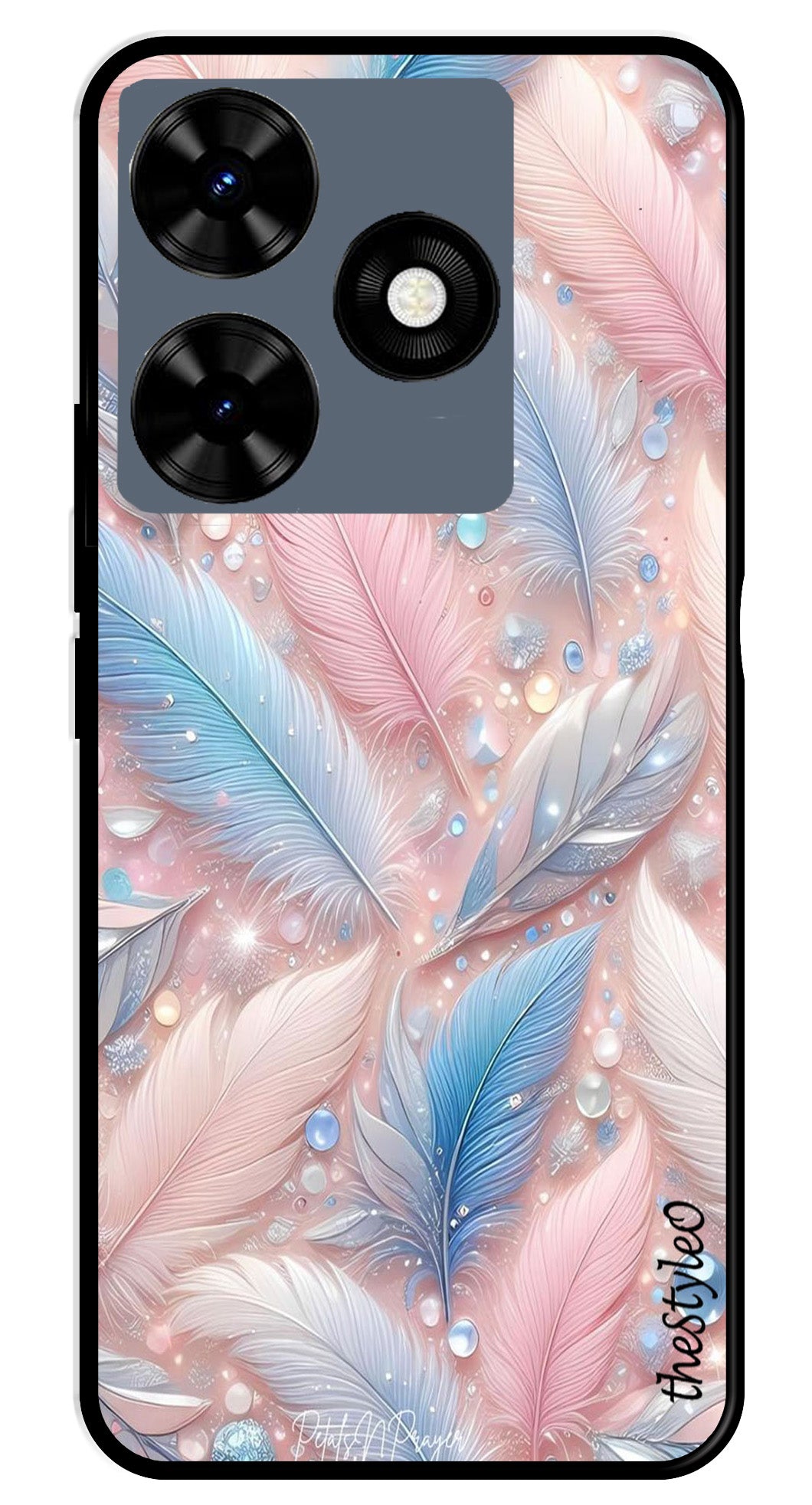 Feather Design Metal Mobile Case for Tecno Spark 10C Feather Design Metal Mobile Case for Tecno Spark 10C (Design No -85)