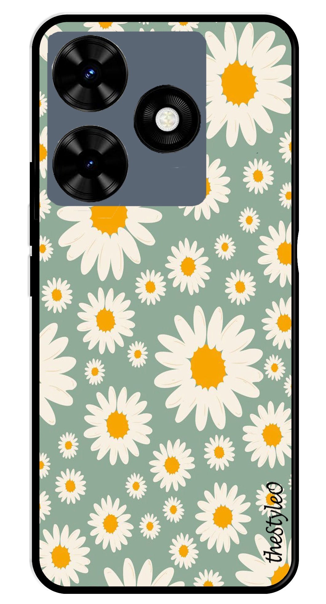 Floral Design Metal Mobile Case for Tecno Spark 10C Floral Design Metal Mobile Case for Tecno Spark 10C (Design No -87)