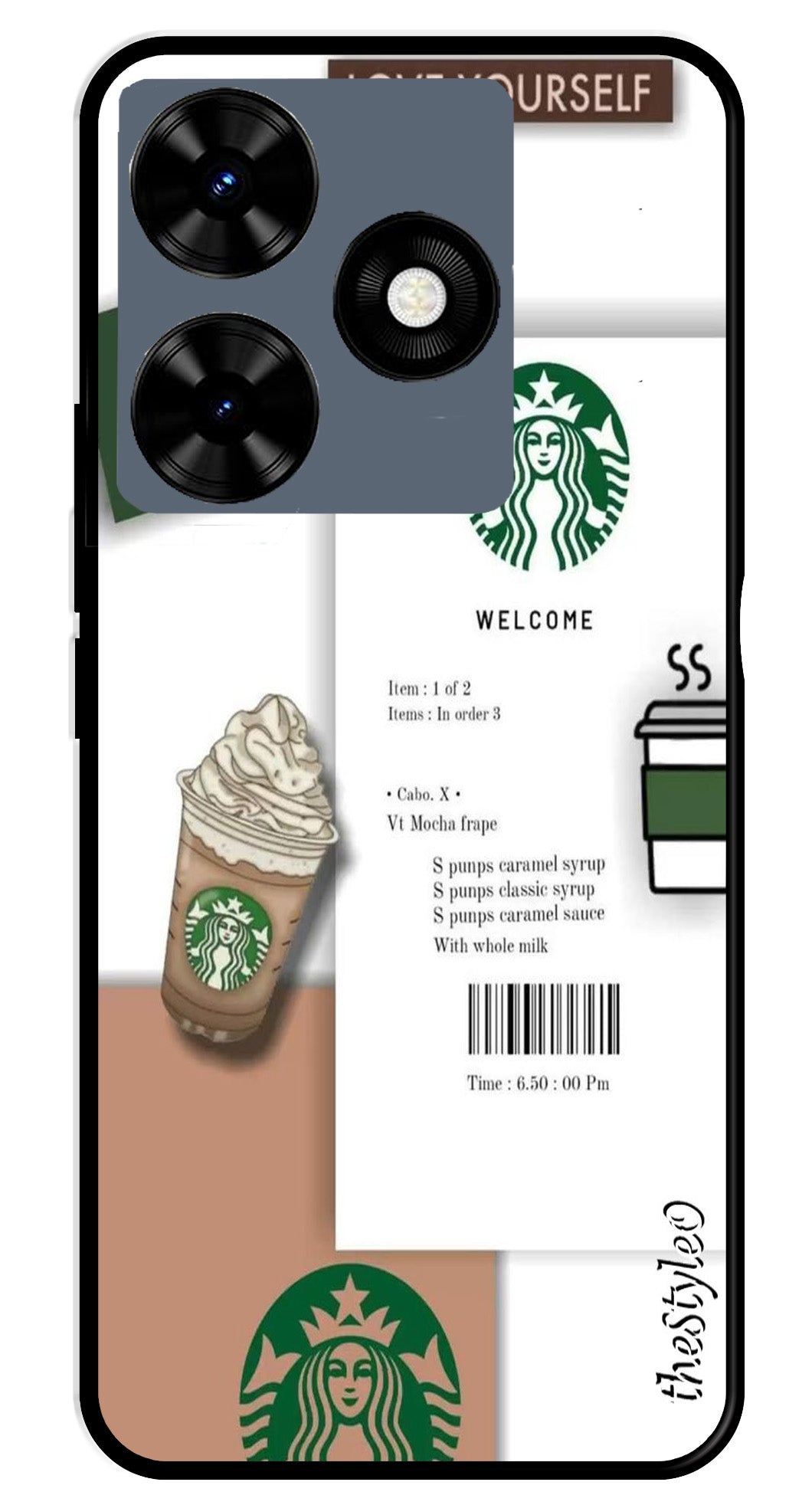 Starbucks Metal Mobile Case for Tecno Spark 10C Starbucks Metal Mobile Case for Tecno Spark 10C (Design No -91)