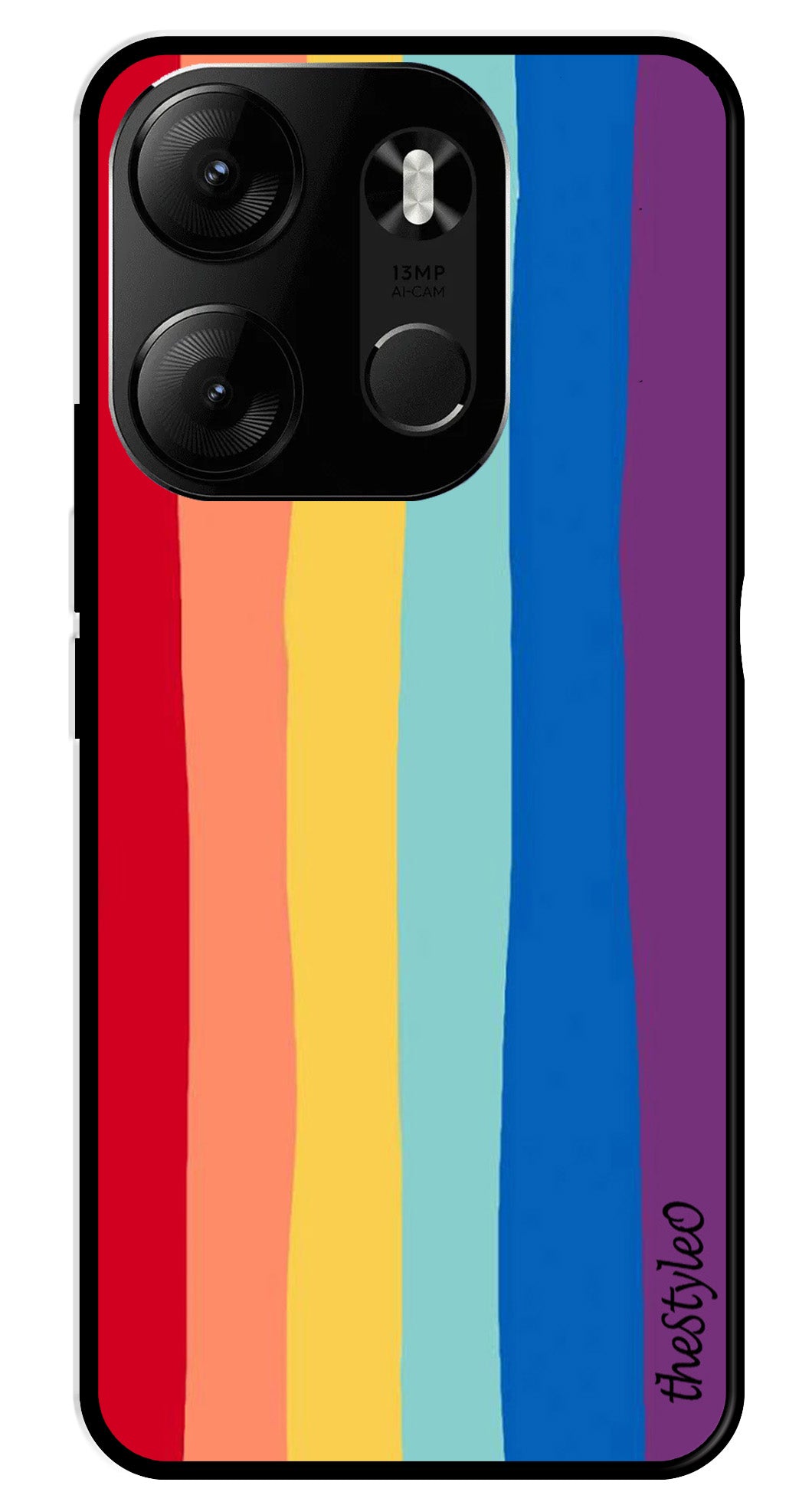 Rainbow MultiColor Metal Mobile Case for Tecno Spark Go Rainbow MultiColor Metal Mobile Case for Tecno Spark Go (Design No -03)