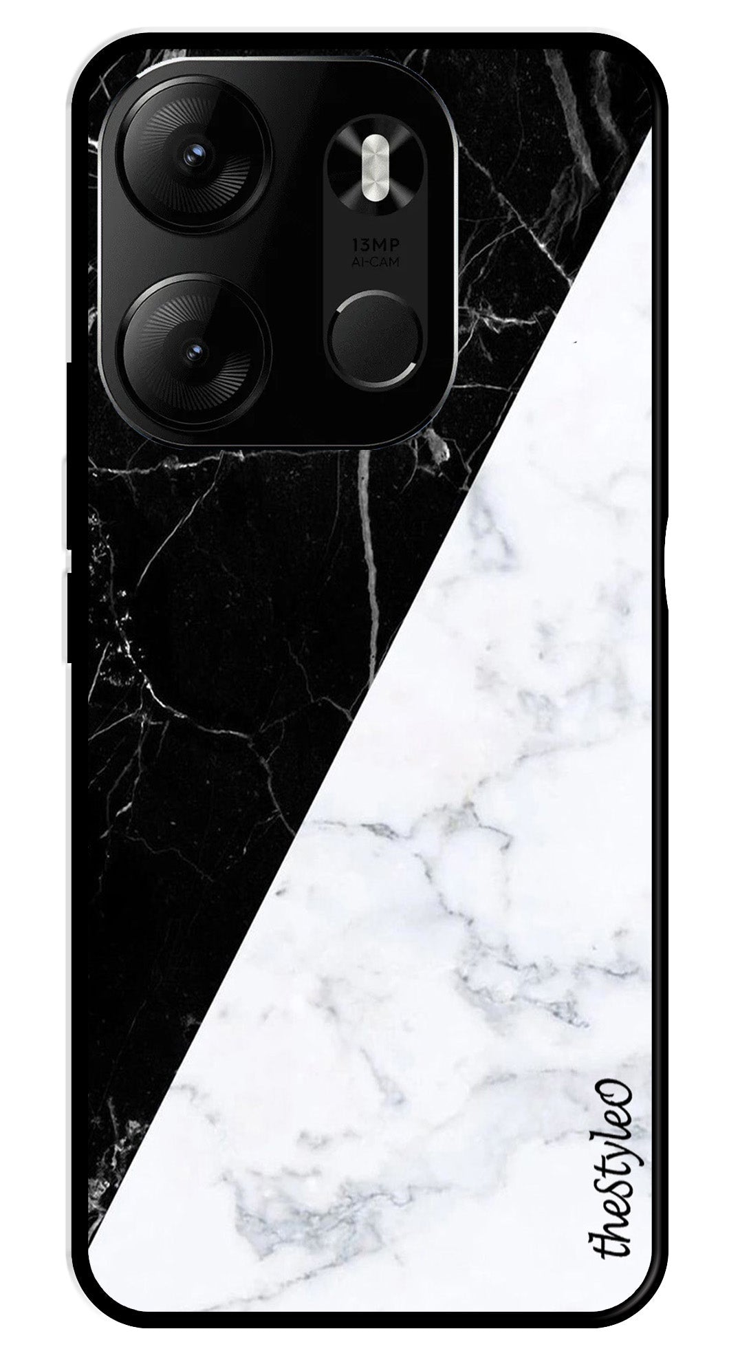 Black White Marble Design Metal Mobile Case for Tecno Spark Go Black White Marble Design Metal Mobile Case for Tecno Spark Go (Design No -09)
