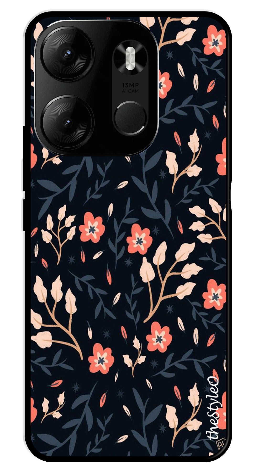 Floral Pattern Metal Mobile Case for Tecno Spark Go Floral Pattern Metal Mobile Case for Tecno Spark Go (Design No -10)