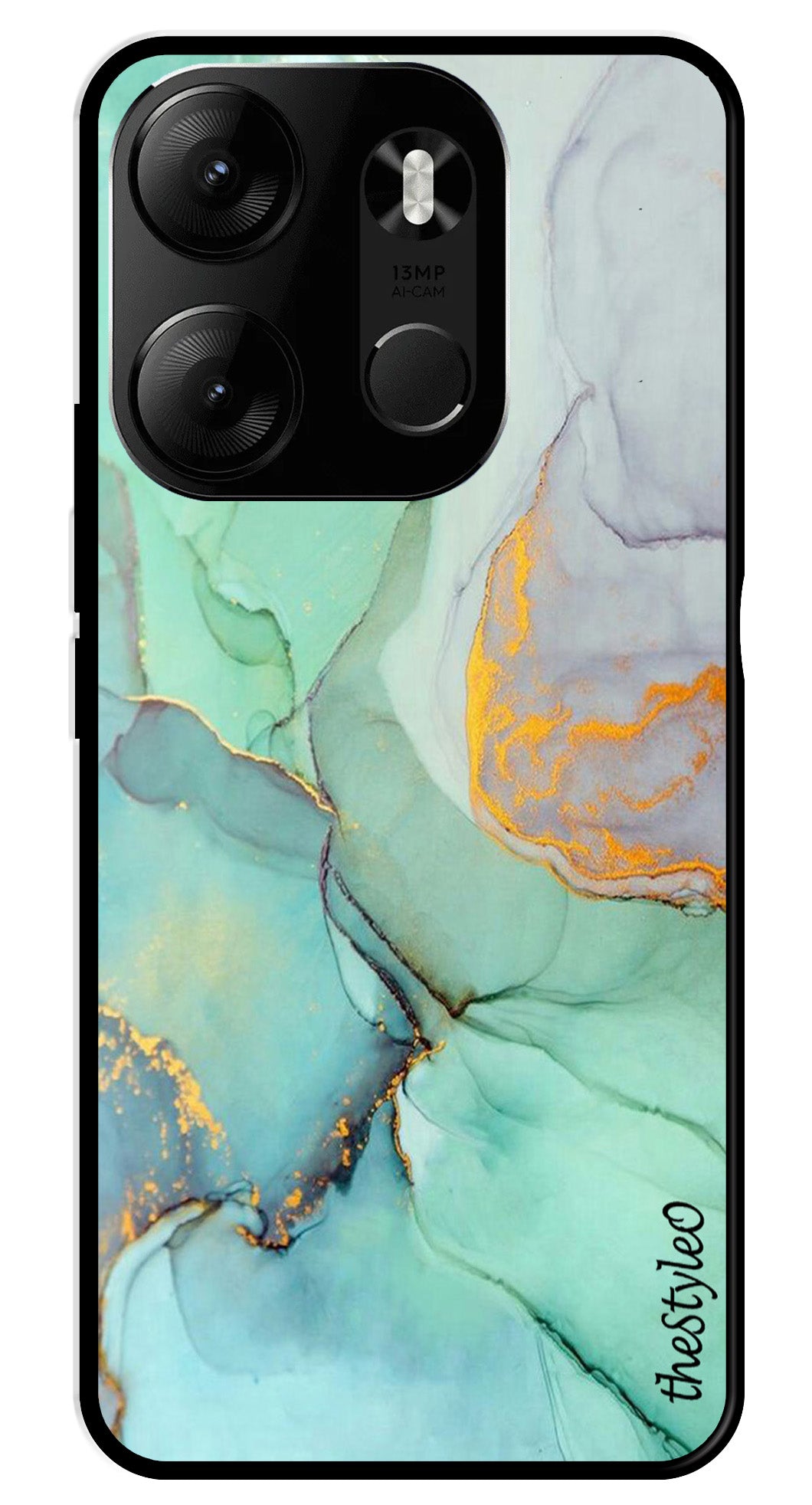 Orange Green Pattern Metal Mobile Case for Tecno Spark Go Orange Green Pattern Metal Mobile Case for Tecno Spark Go (Design No -45)