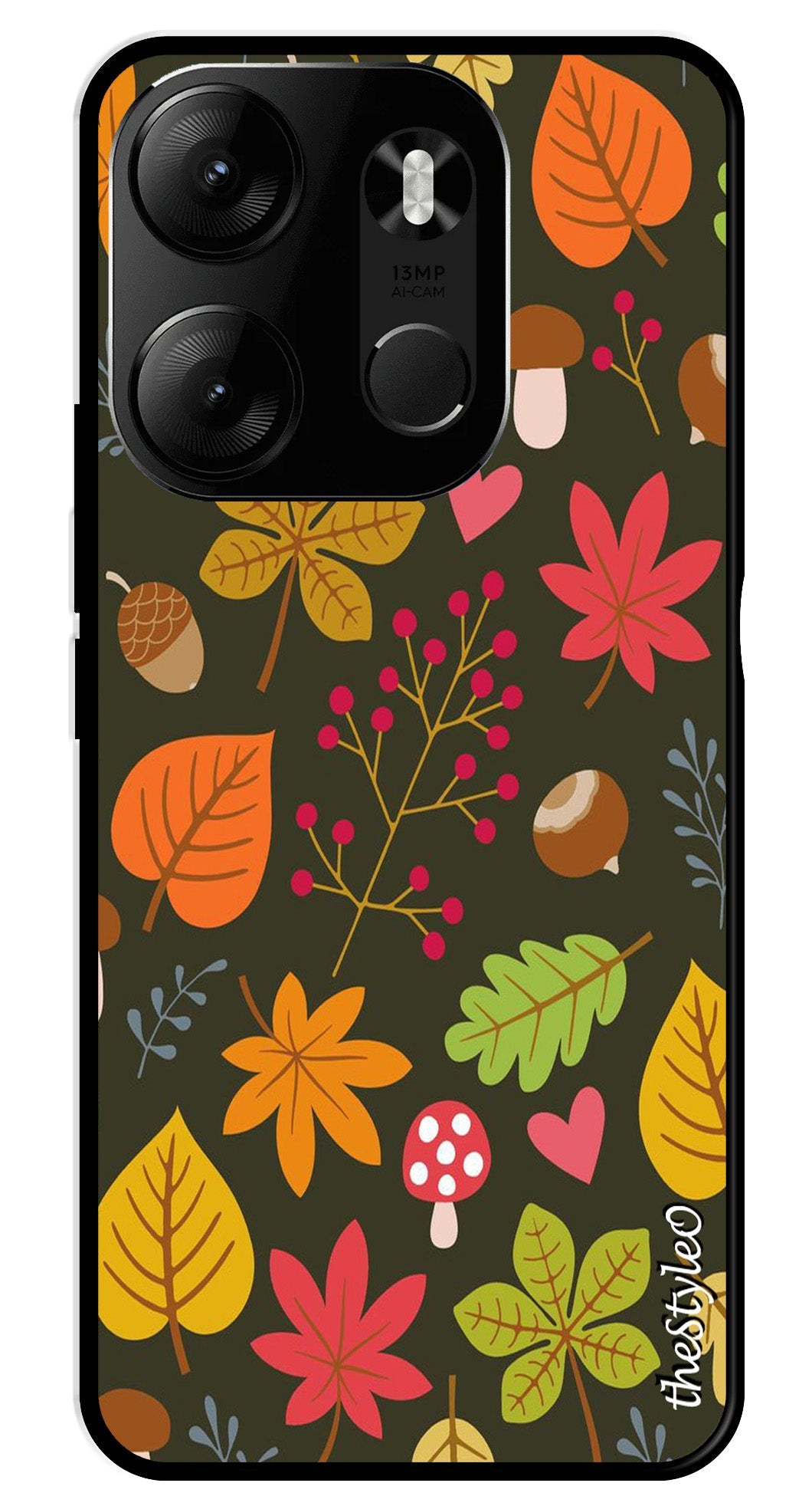 Flower Leaves Design Metal Mobile Case for Tecno Spark Go Flower Leaves Design Metal Mobile Case for Tecno Spark Go (Design No -50)