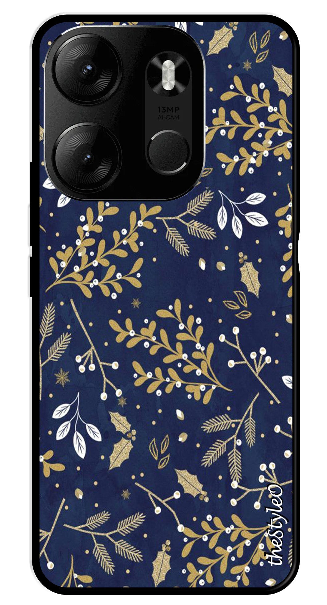 Leaves Design Metal Mobile Case for Tecno Spark Go Leaves Design Metal Mobile Case for Tecno Spark Go (Design No -51)